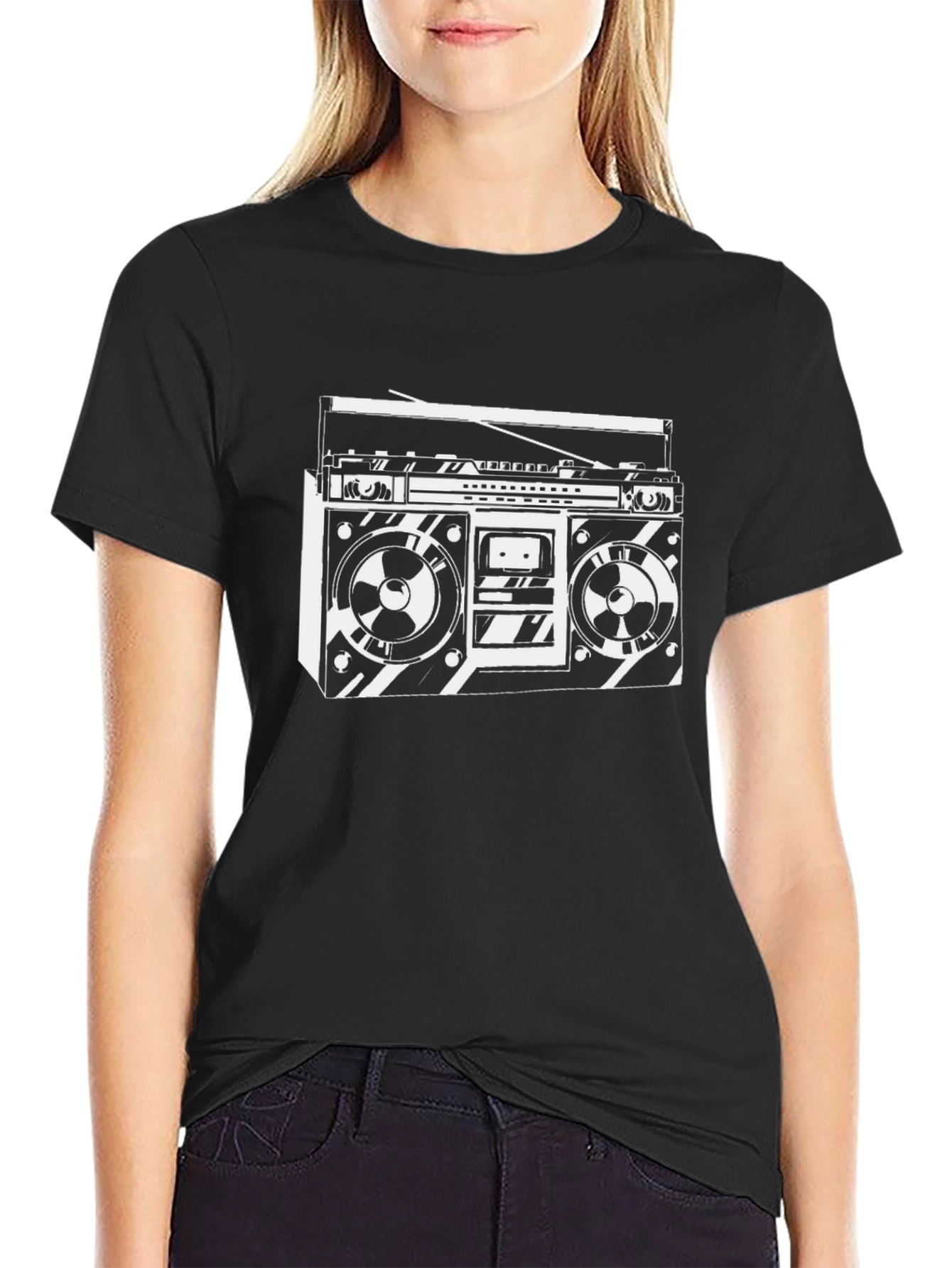 Retro Boombox Graphic Tee - Classic Hip Hop Style