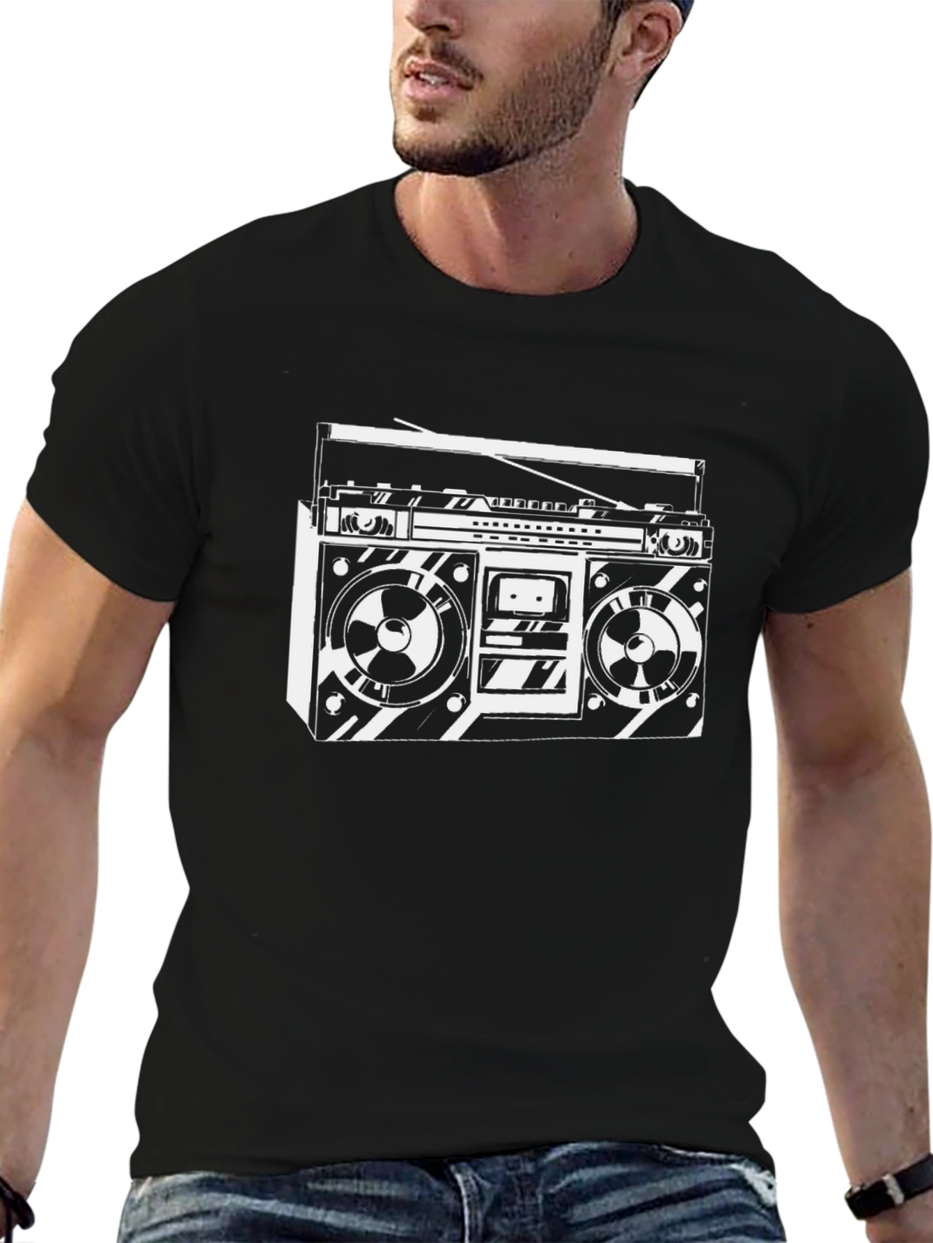 Retro Boombox Graphic Tee - Classic Hip Hop Style