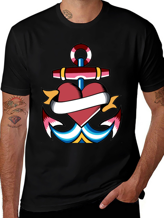 Anchor Heart Tattoo Graphic T-Shirt
