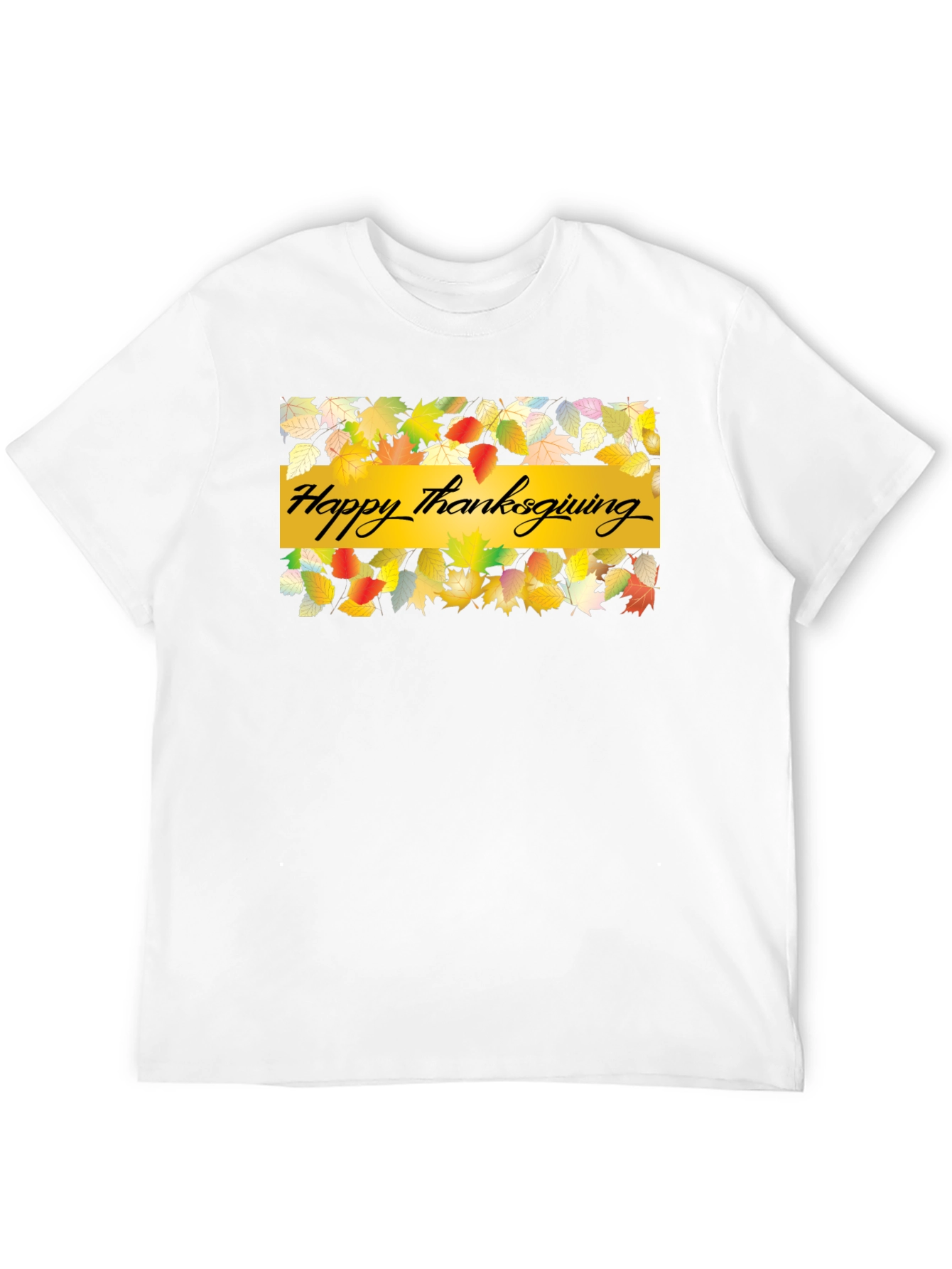 Thanksgiving Leaves Graphic Black T-Shirt