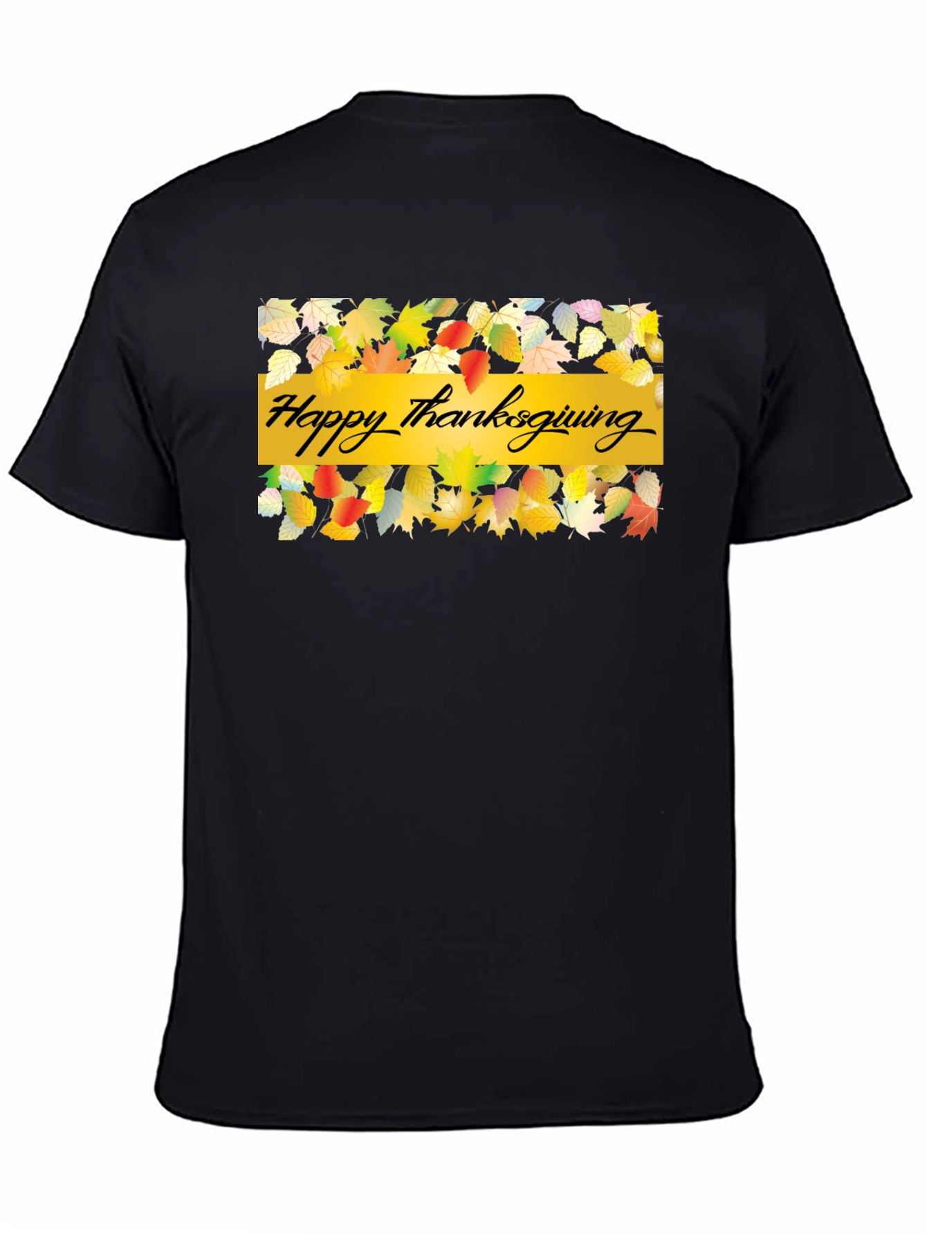 Thanksgiving Leaves Graphic Black T-Shirt