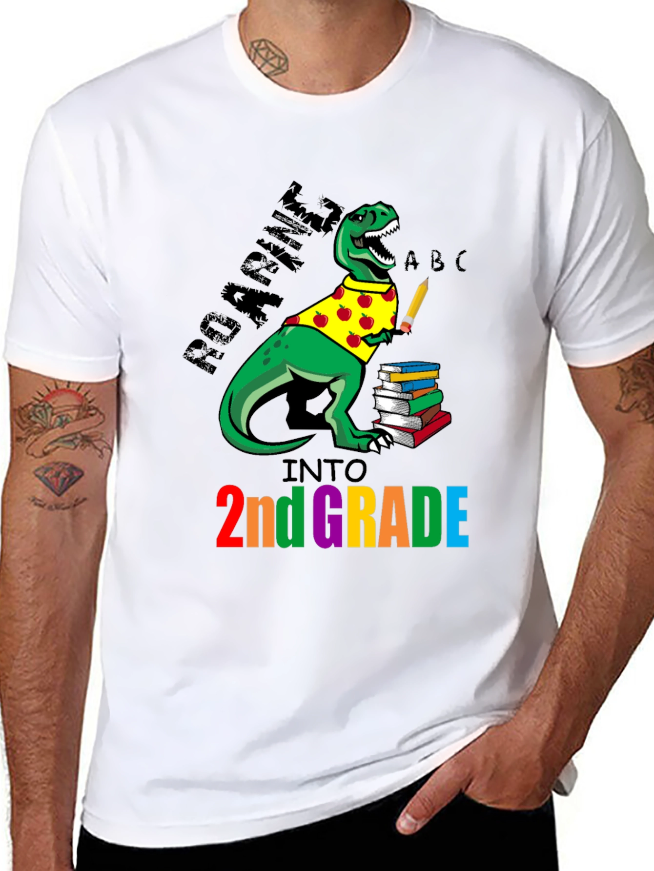 Roaring Into 2nd Grade Dinosaur T-Shirt