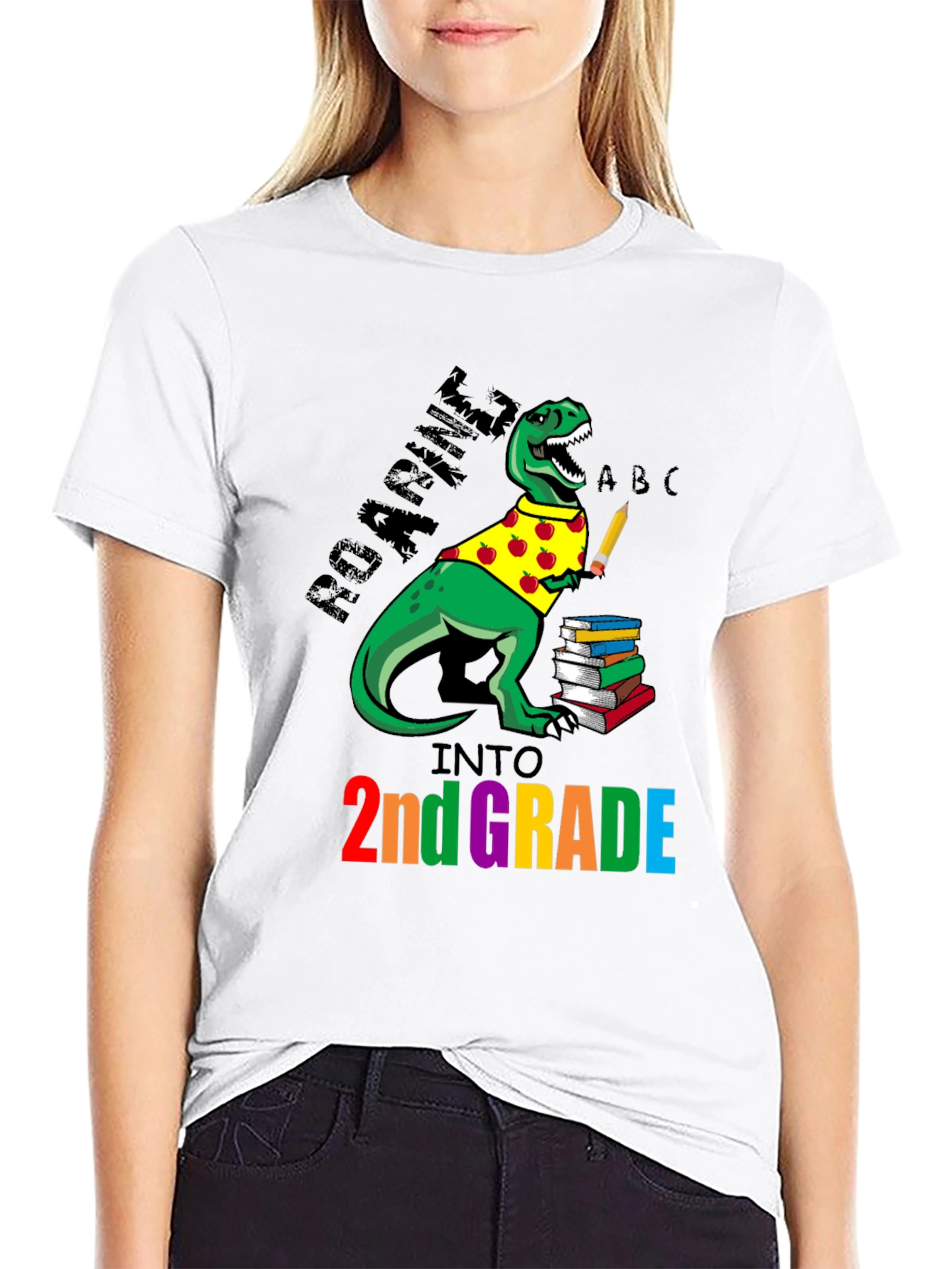 Roaring Into 2nd Grade Dinosaur T-Shirt