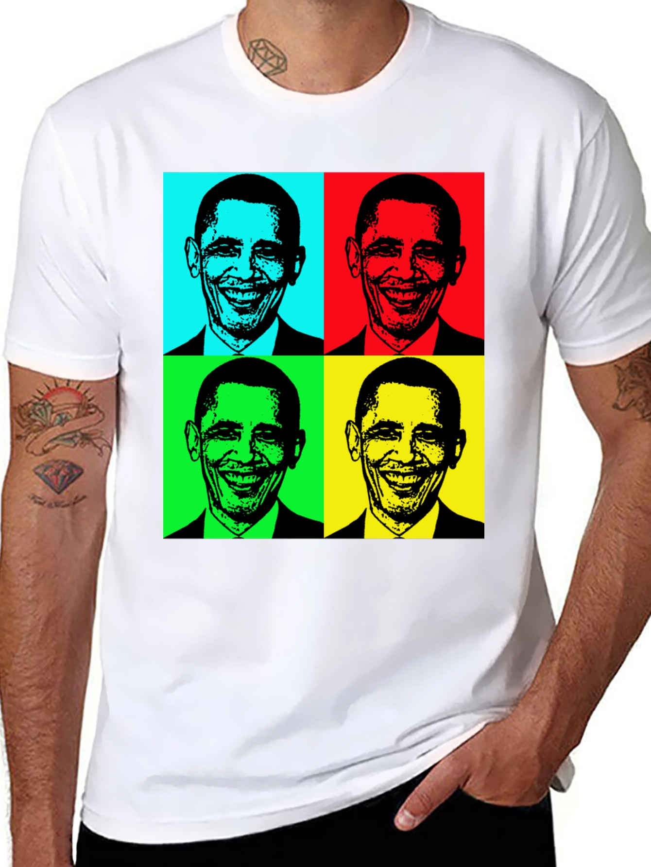 Obama Pop Art T-Shirt - Black Cotton Blend