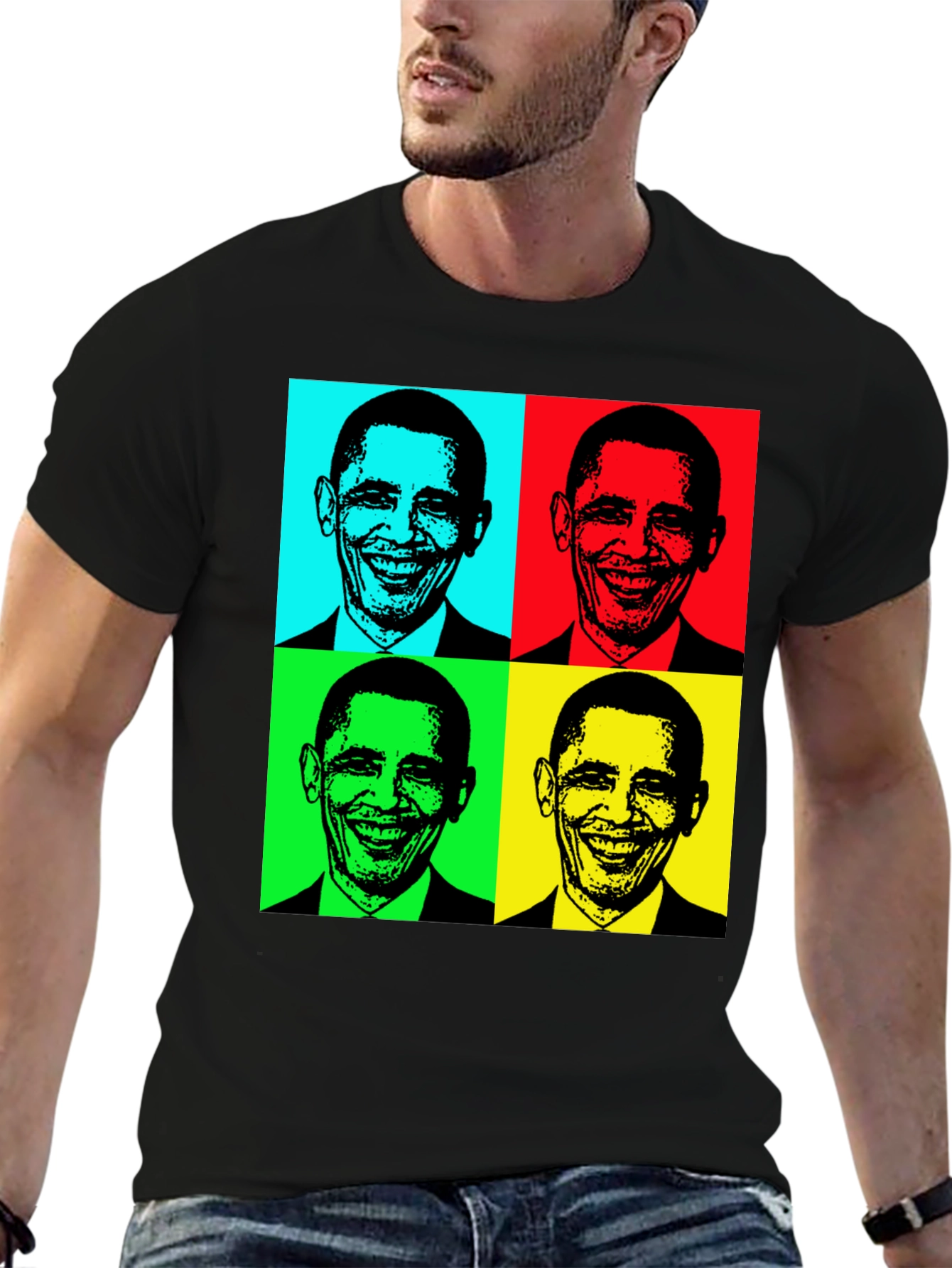 Obama Pop Art T-Shirt - Black Cotton Blend