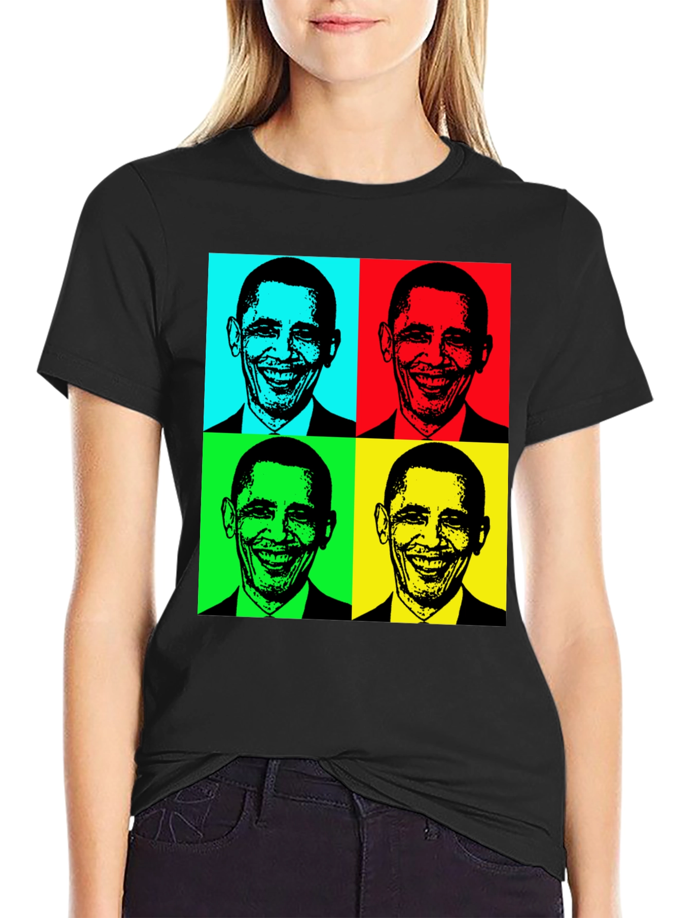 Obama Pop Art T-Shirt - Black Cotton Blend