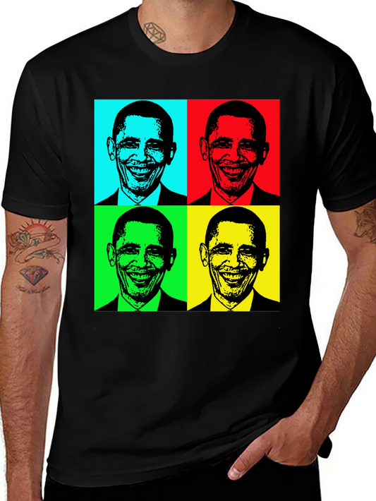 Obama Pop Art T-Shirt - Black Cotton Blend