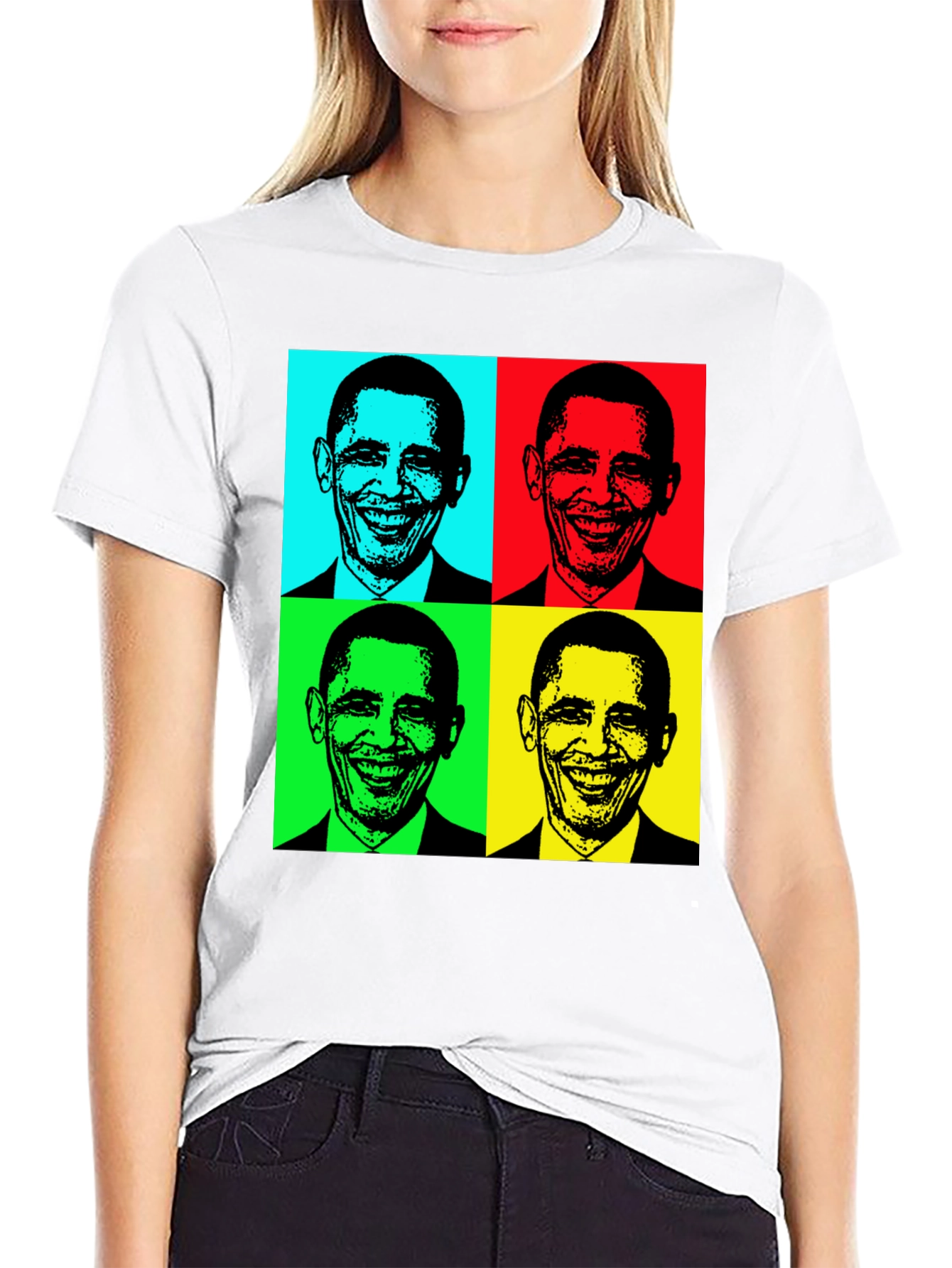 Obama Pop Art T-Shirt - Black Cotton Blend