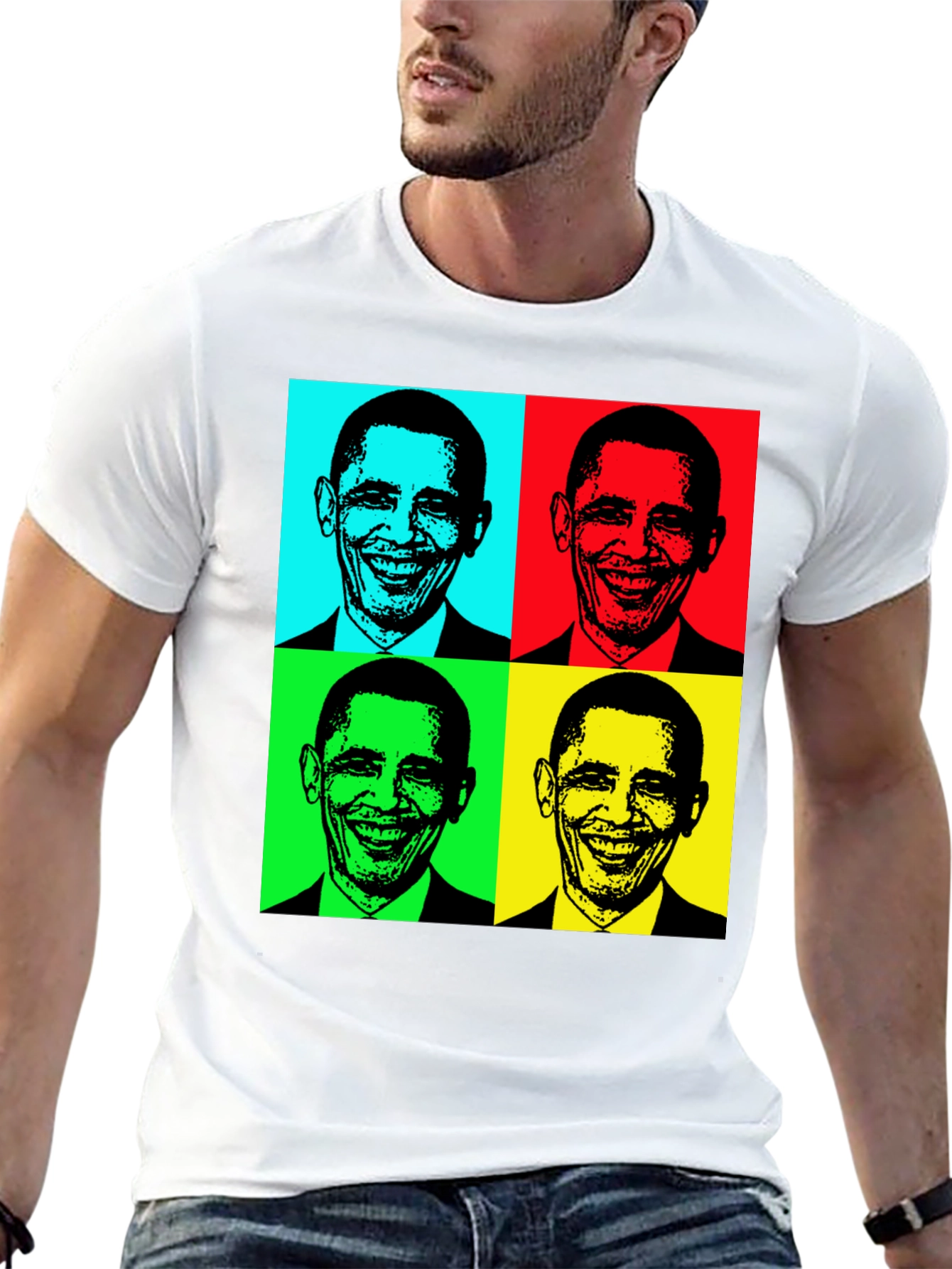 Obama Pop Art T-Shirt - Black Cotton Blend