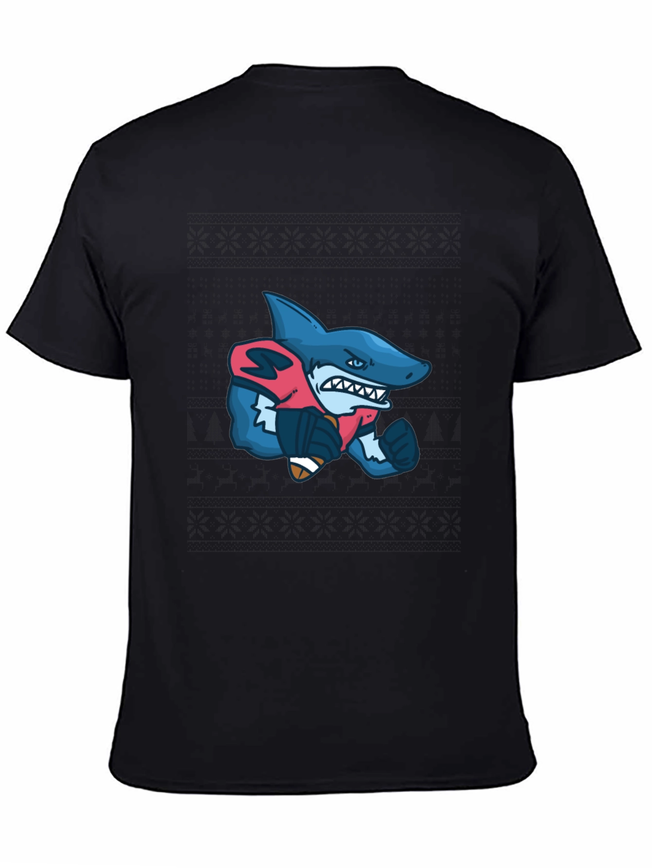 Shark Football Player Graphic Tee - Black
