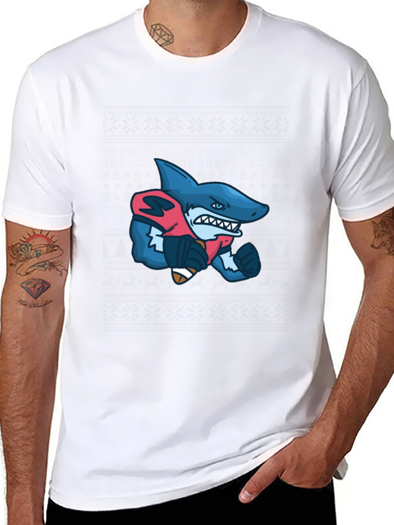 Shark Football Player Graphic Tee - Black