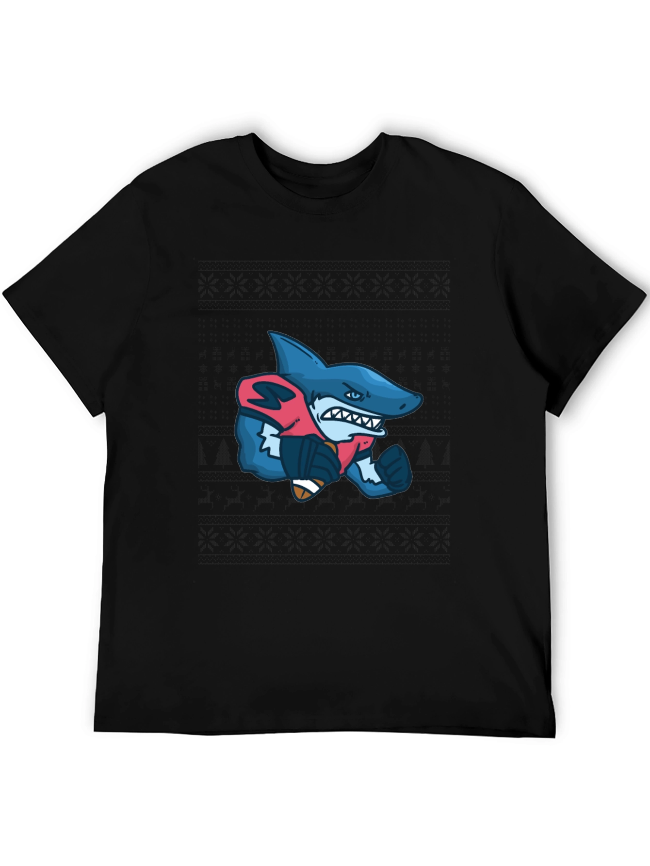 Shark Football Player Graphic Tee - Black