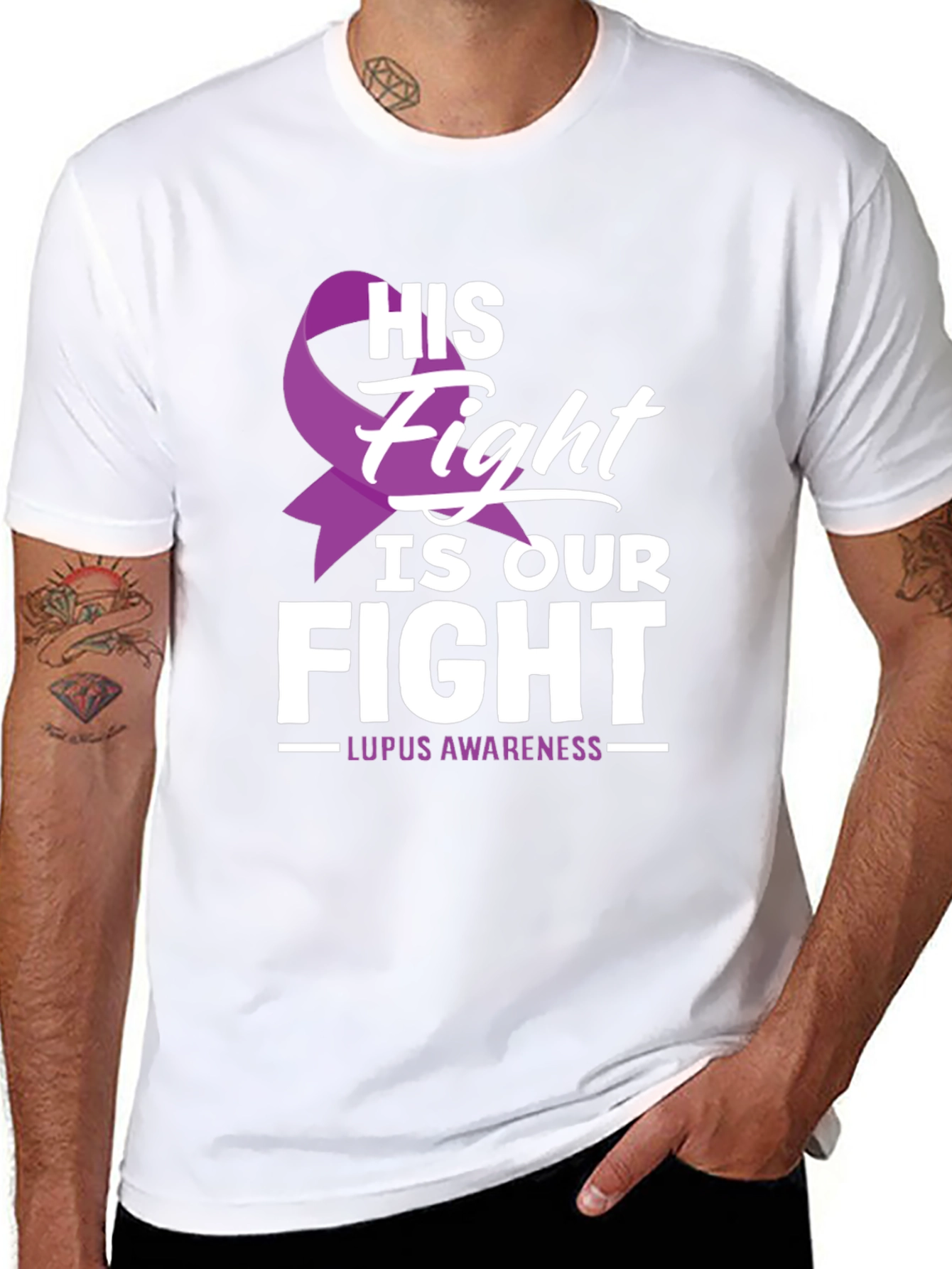 Lupus Awareness T-Shirt - His Fight Is Our Fight