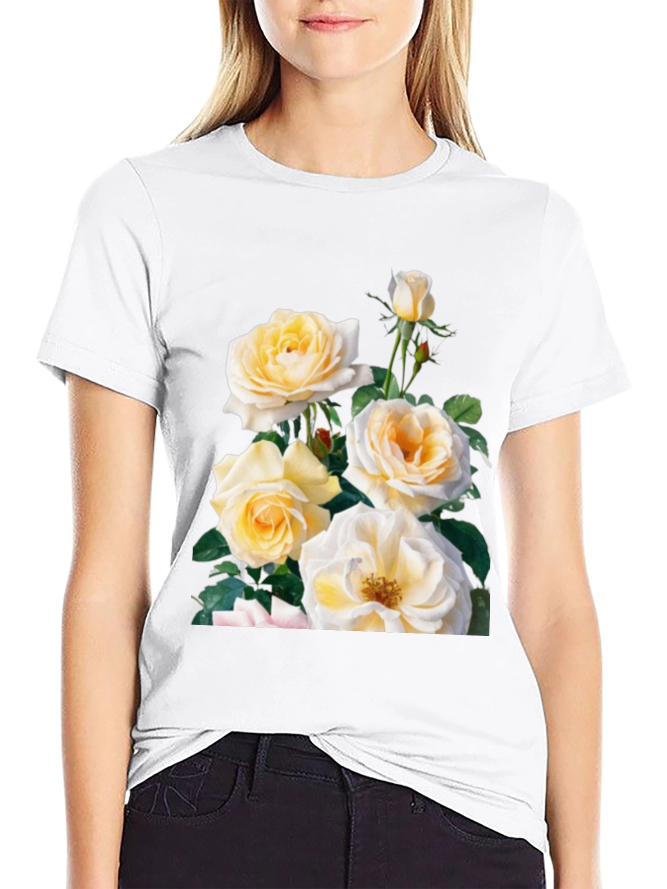 Floral Rose Graphic T-Shirt - Soft Cotton Blend
