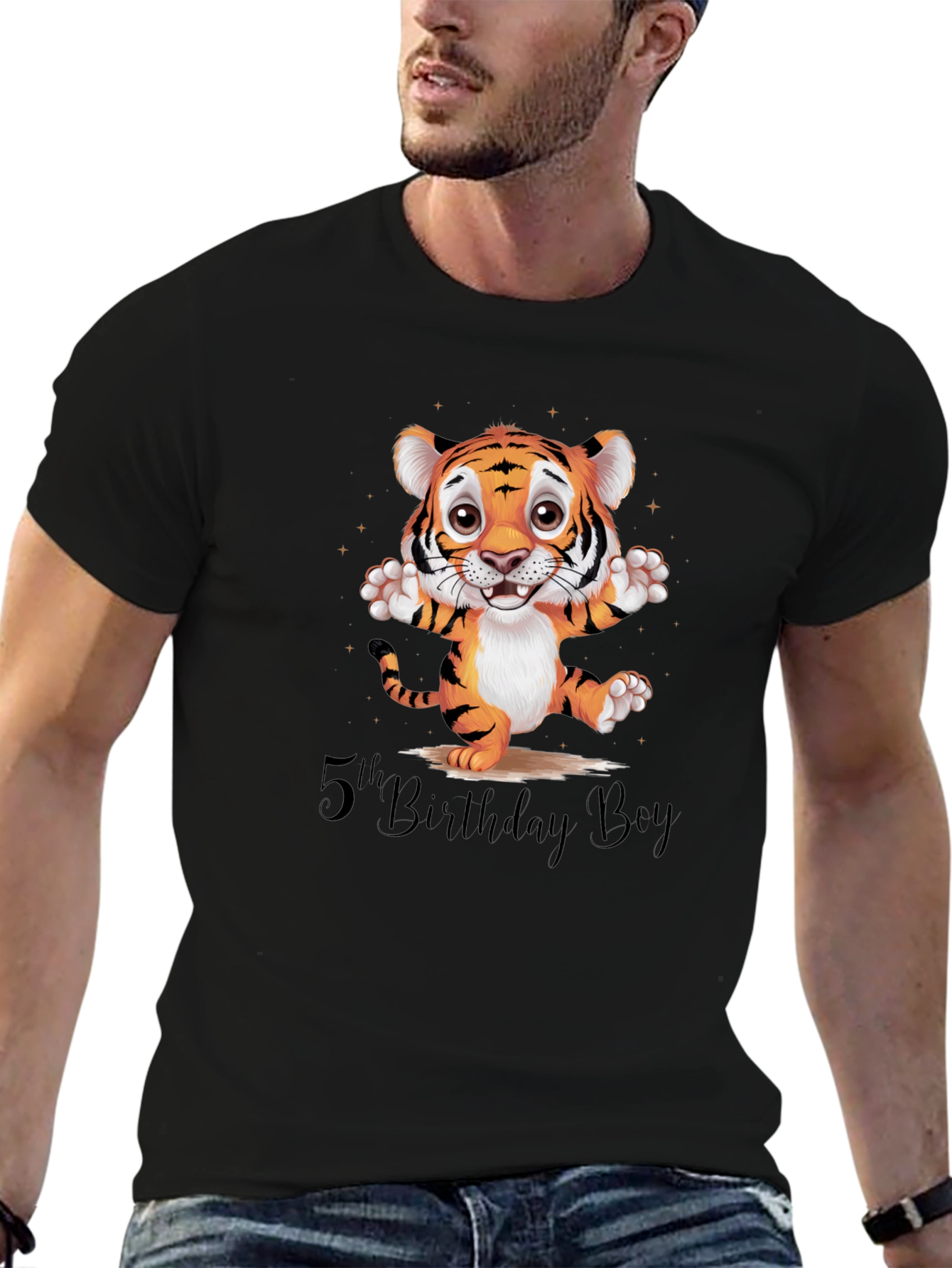 5th Birthday Boy Tiger Graphic Tee