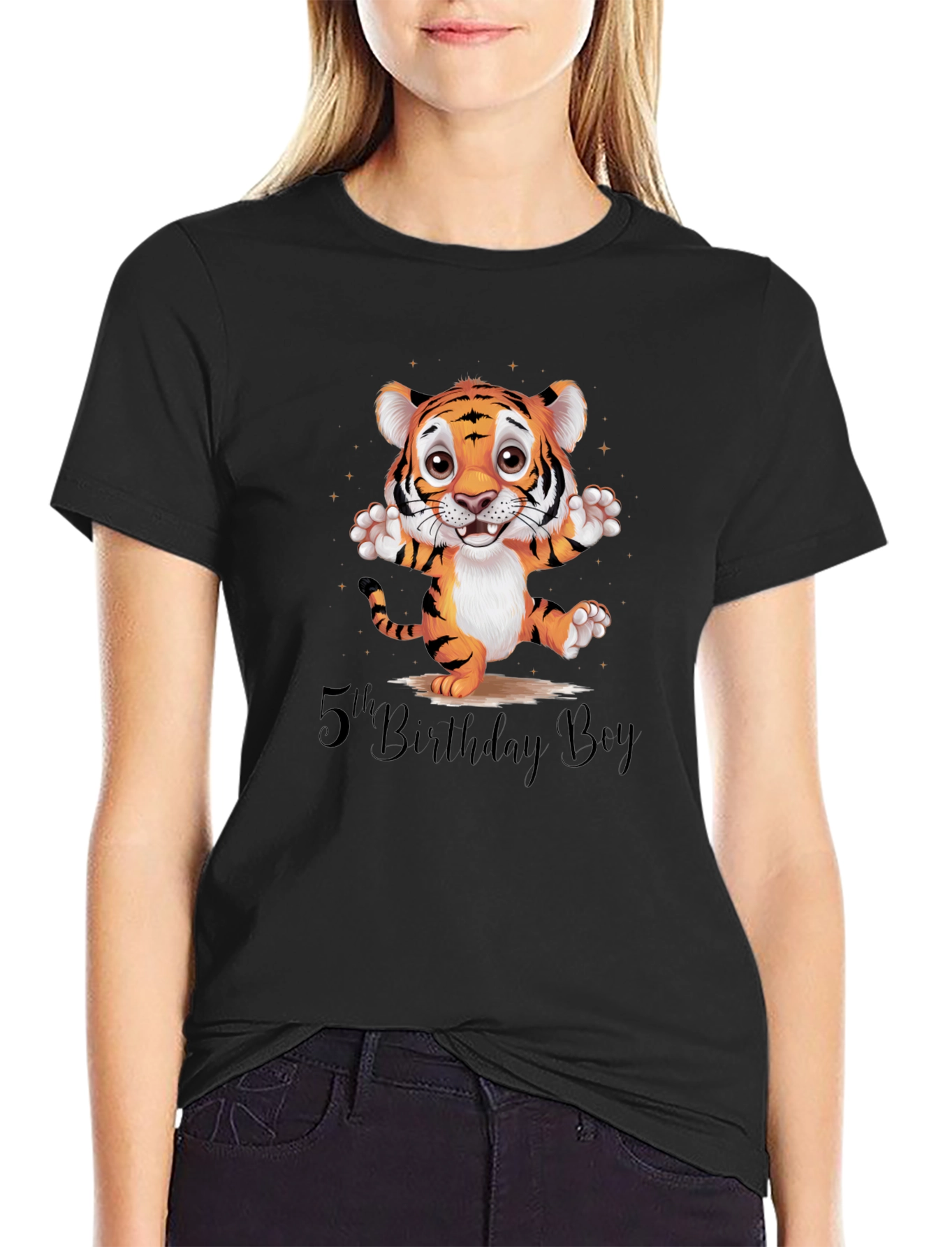 5th Birthday Boy Tiger Graphic Tee