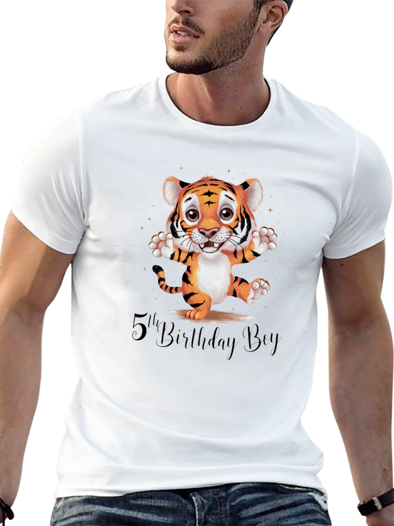 5th Birthday Boy Tiger Graphic Tee