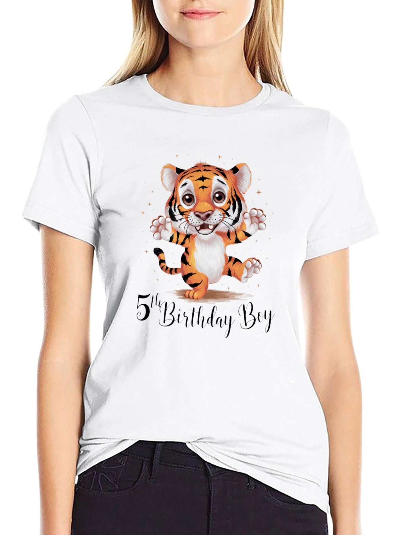5th Birthday Boy Tiger Graphic Tee