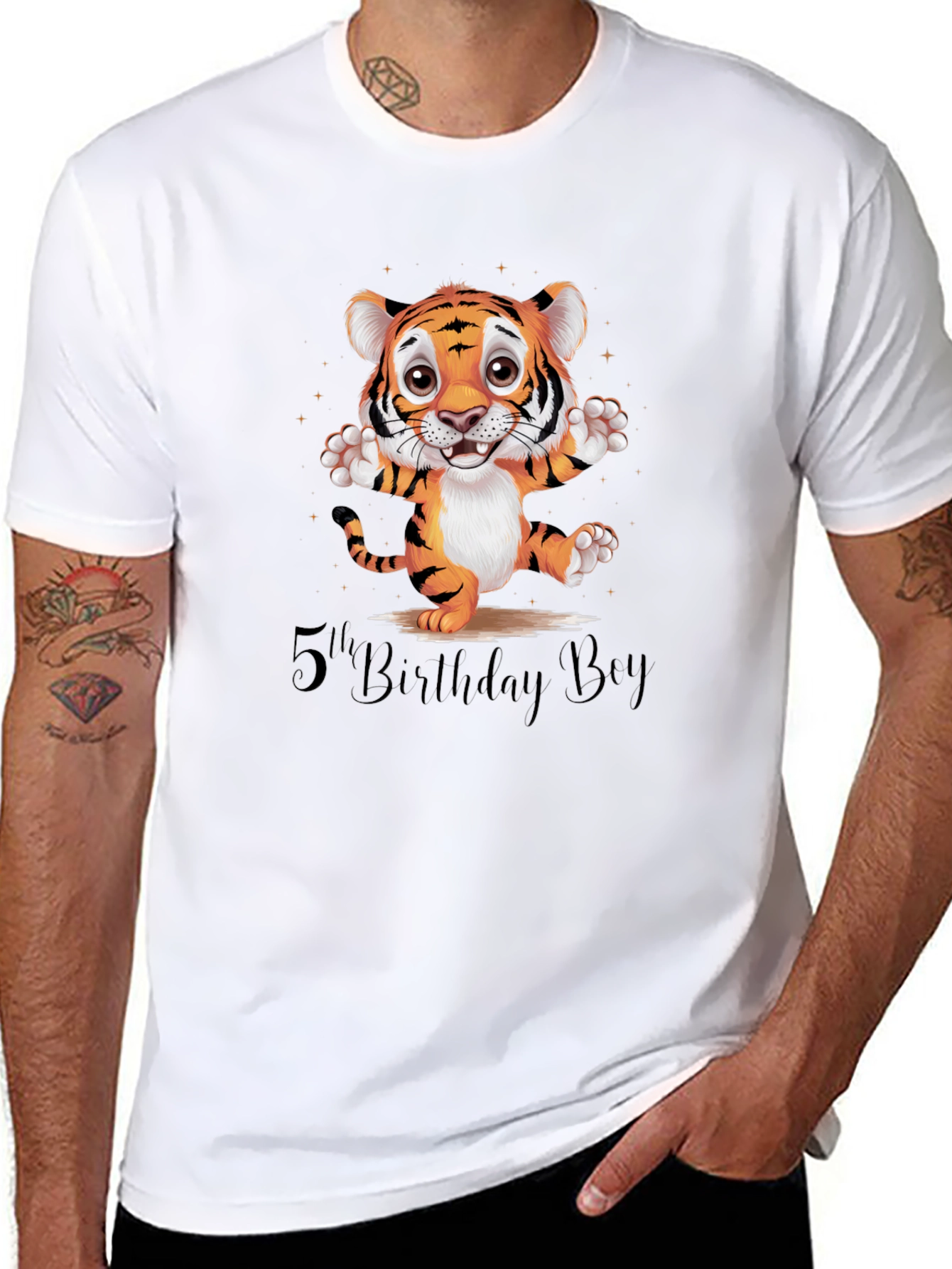 5th Birthday Boy Tiger Graphic Tee