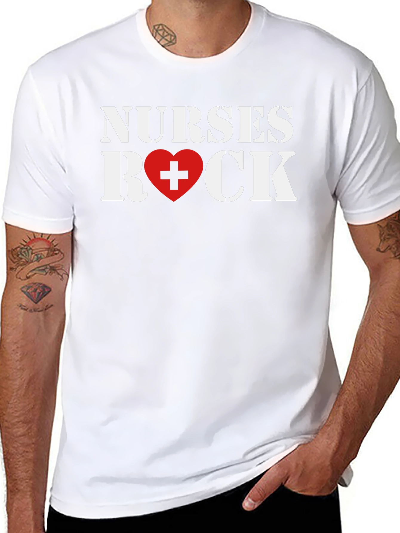Nurses Rock T-Shirt - Heart Graphic Tee