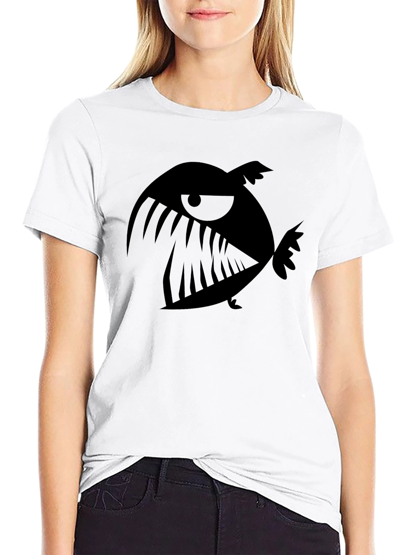 Mens Black Graphic Tee - Angry Fish
