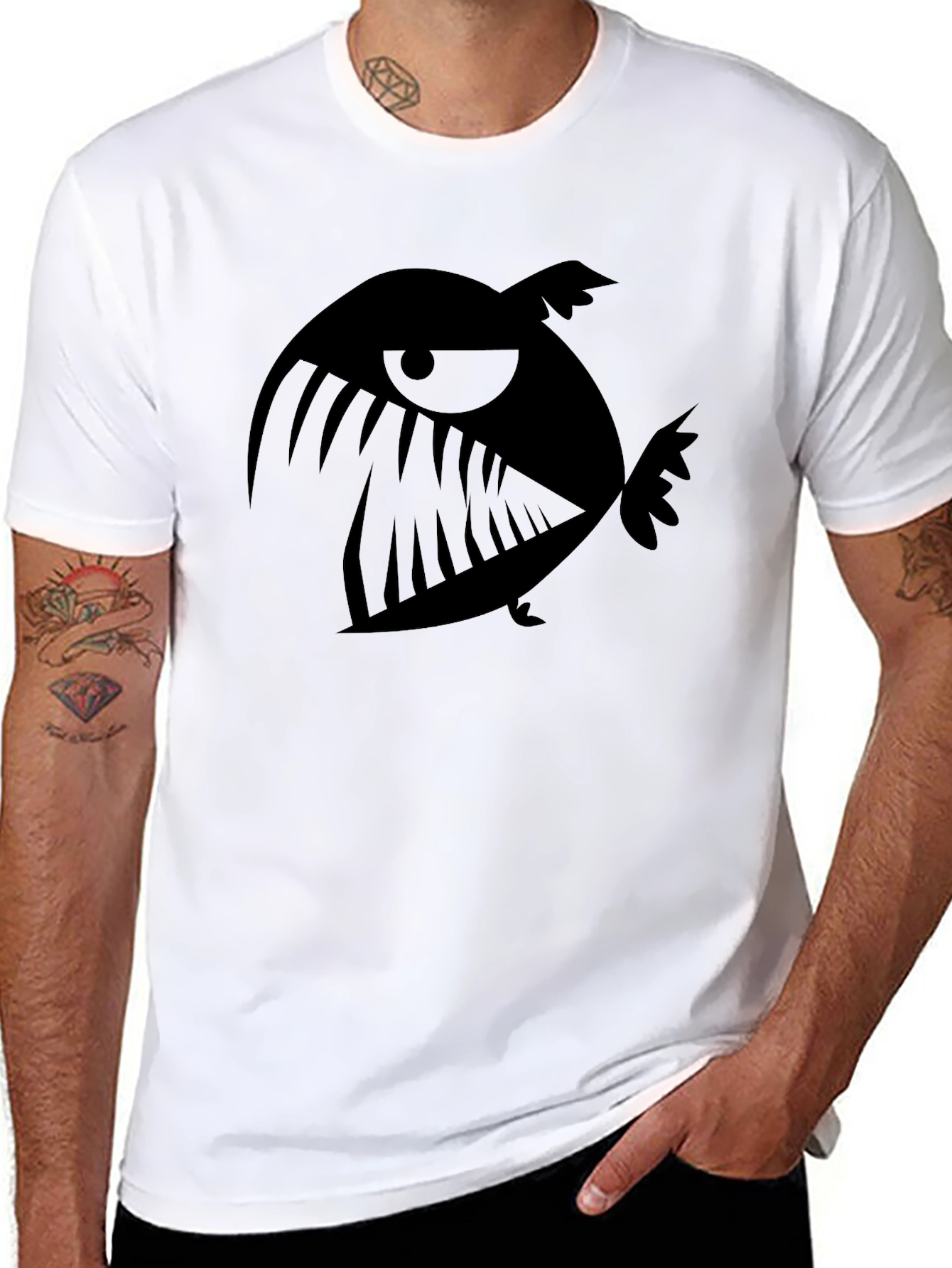 Mens Black Graphic Tee - Angry Fish