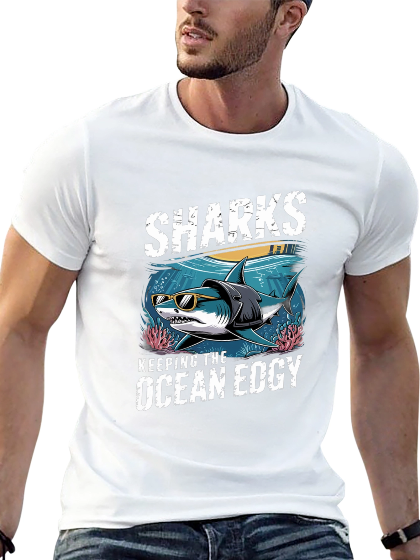 Edgy Shark Graphic Tee - Keeping the Ocean Edgy