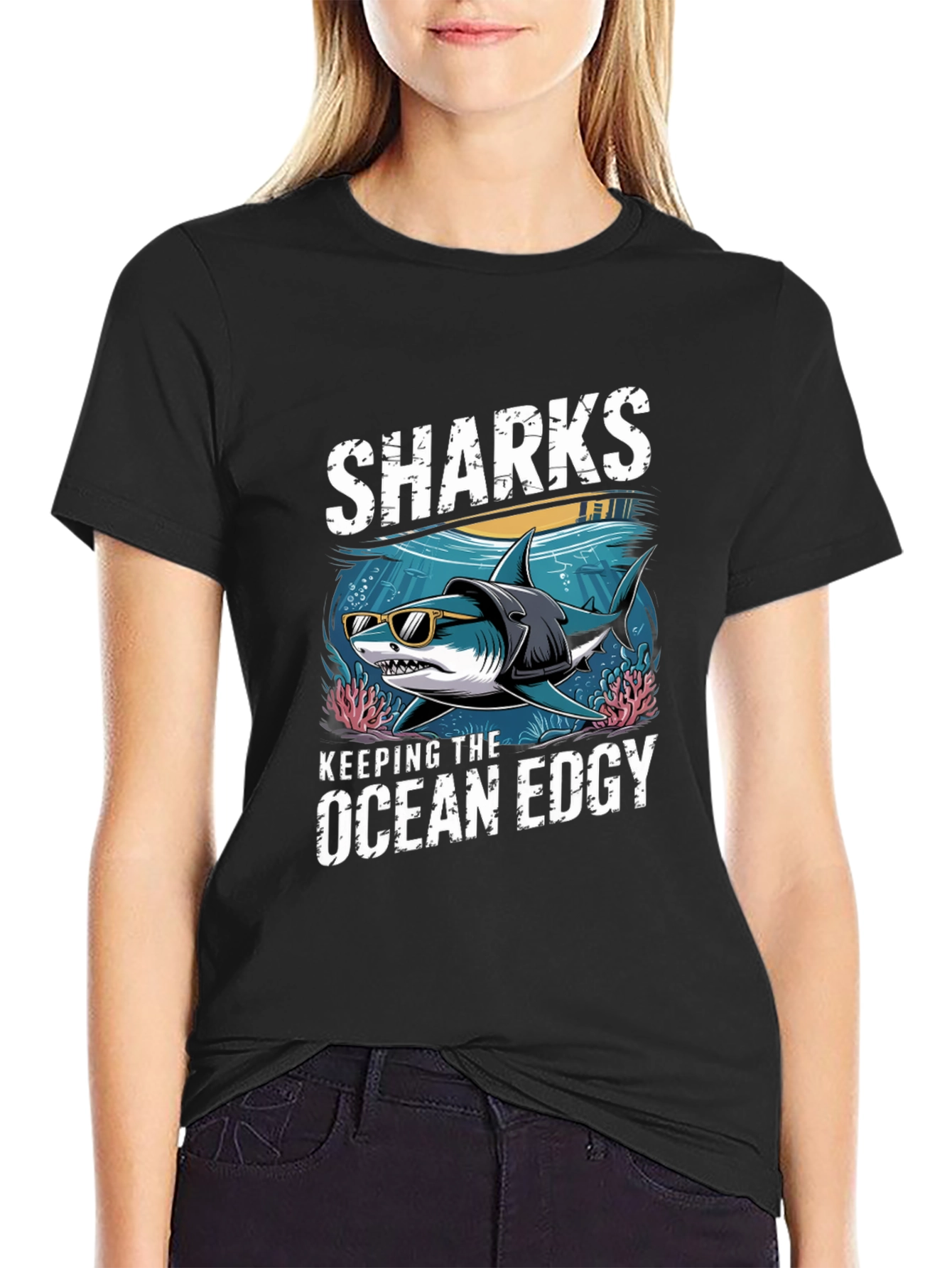 Edgy Shark Graphic Tee - Keeping the Ocean Edgy