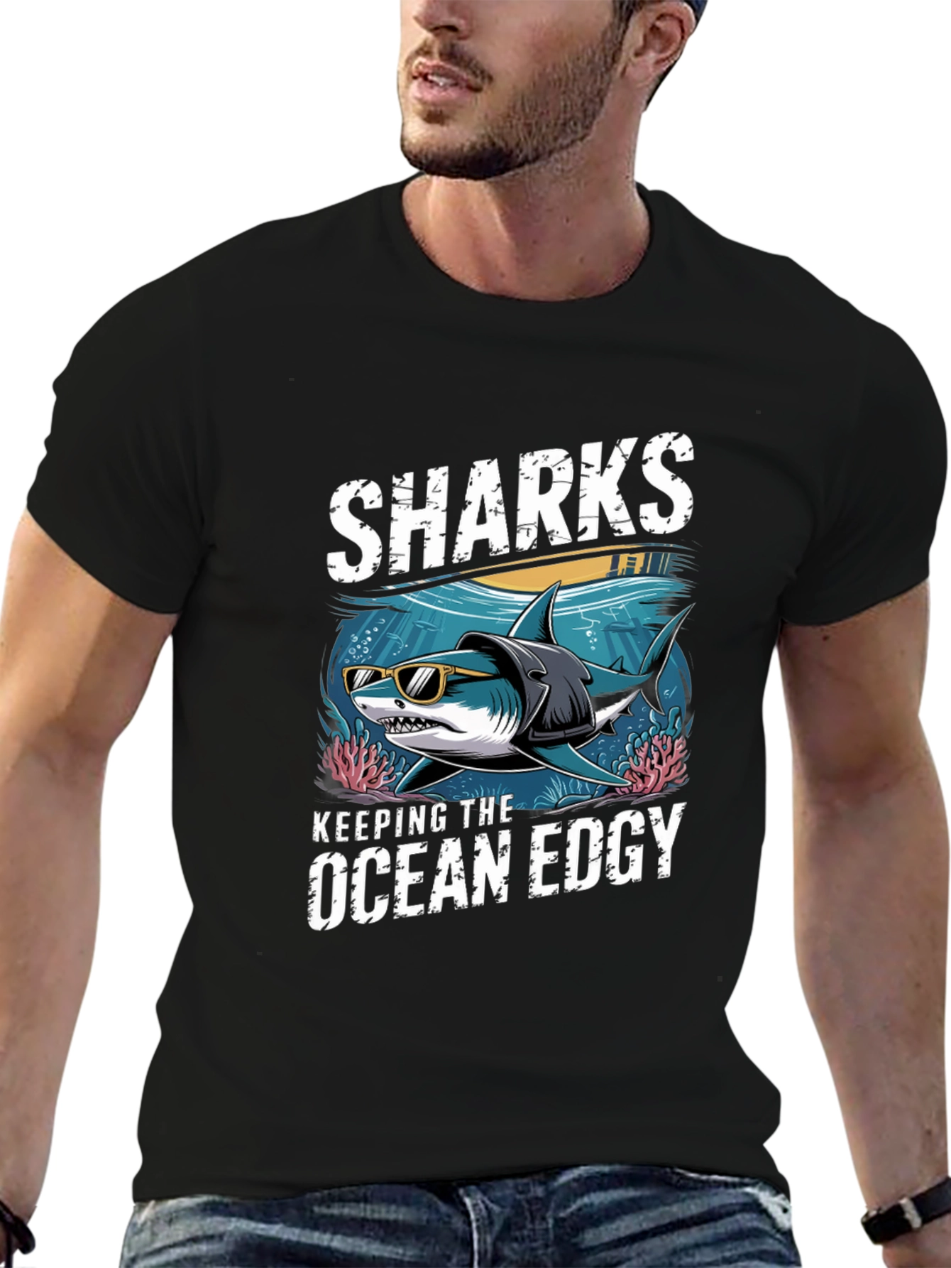 Edgy Shark Graphic Tee - Keeping the Ocean Edgy