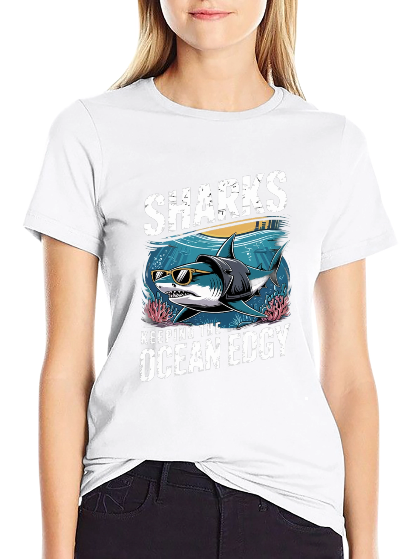 Edgy Shark Graphic Tee - Keeping the Ocean Edgy