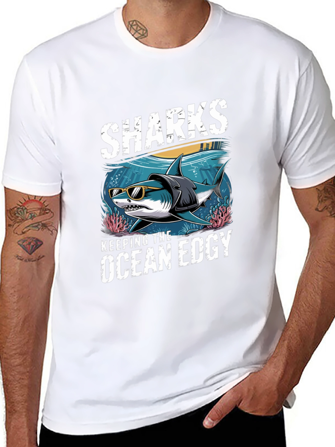 Edgy Shark Graphic Tee - Keeping the Ocean Edgy