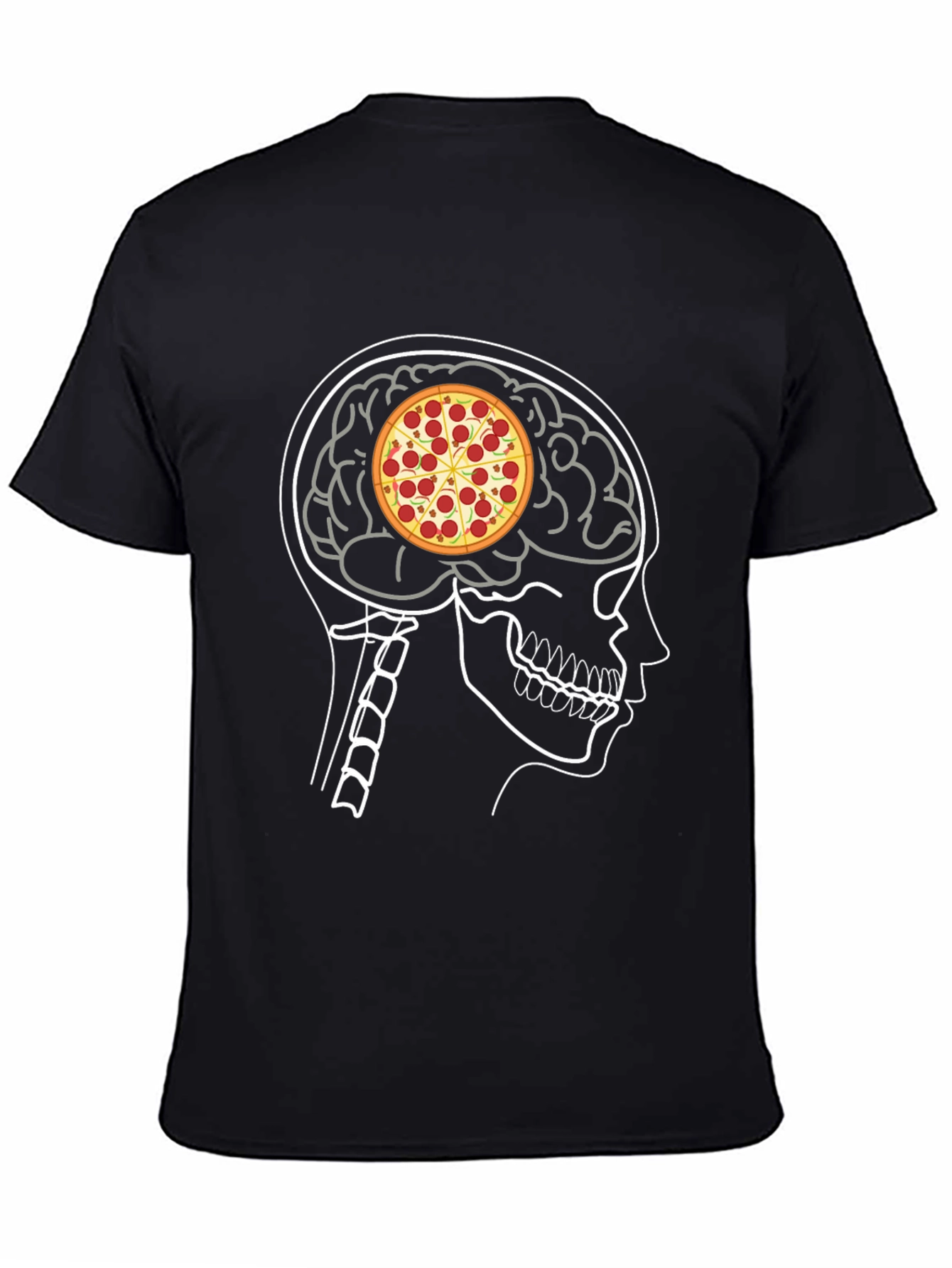 Pizza Brain T-Shirt: Foodie Mind Black Tee