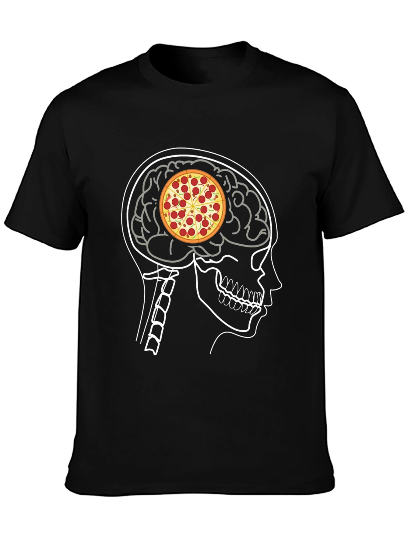 Pizza Brain T-Shirt: Foodie Mind Black Tee