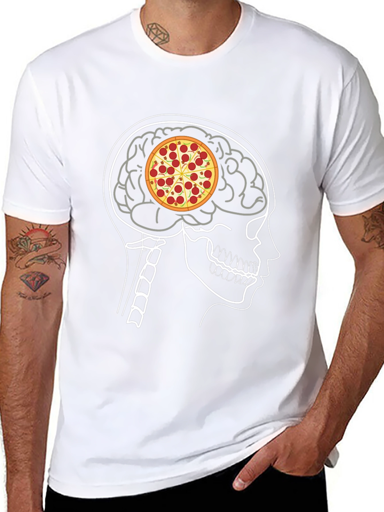 Pizza Brain T-Shirt: Foodie Mind Black Tee