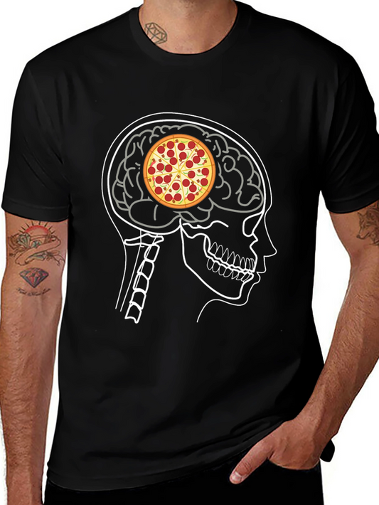 Pizza Brain T-Shirt: Foodie Mind Black Tee