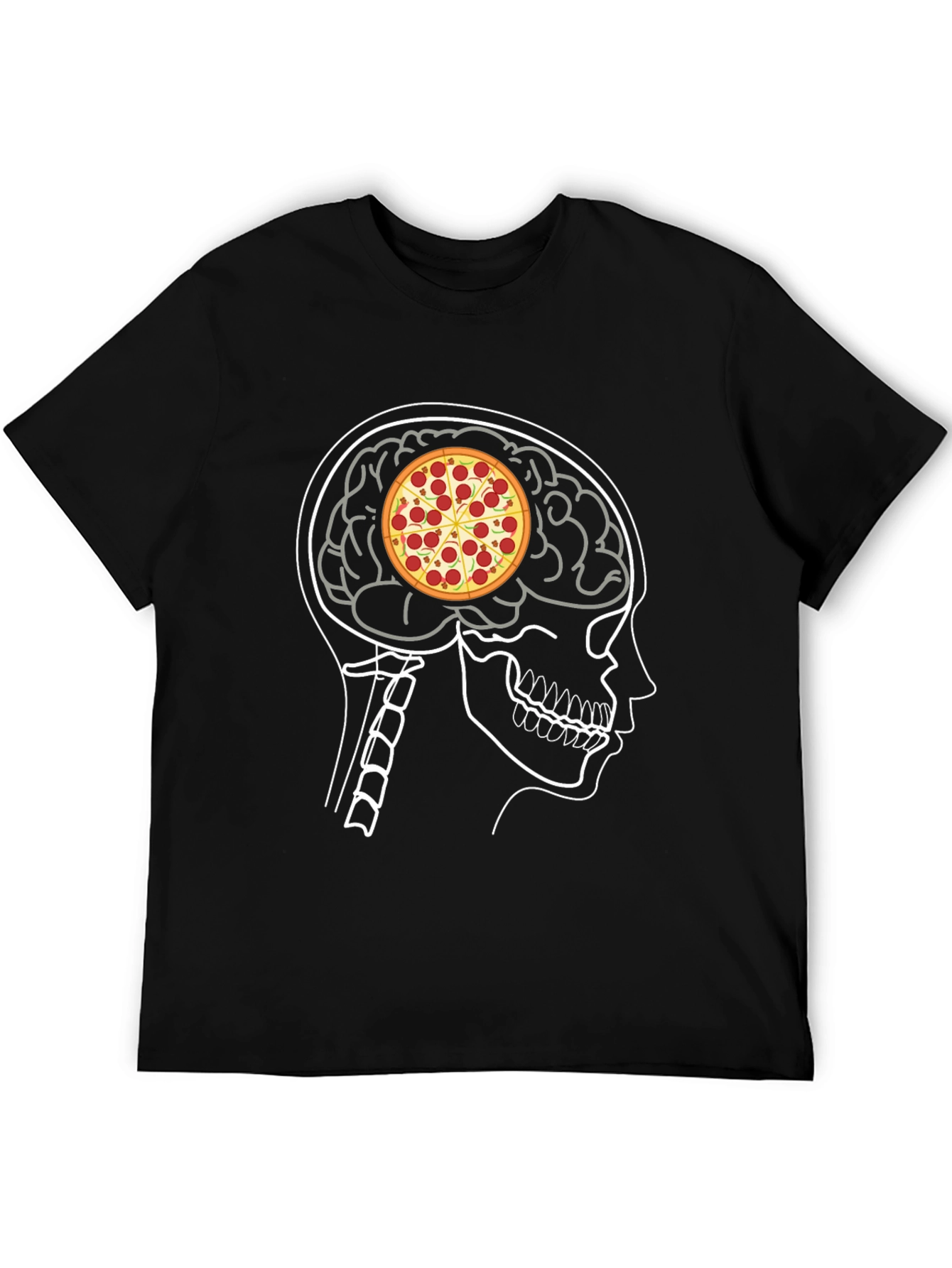Pizza Brain T-Shirt: Foodie Mind Black Tee