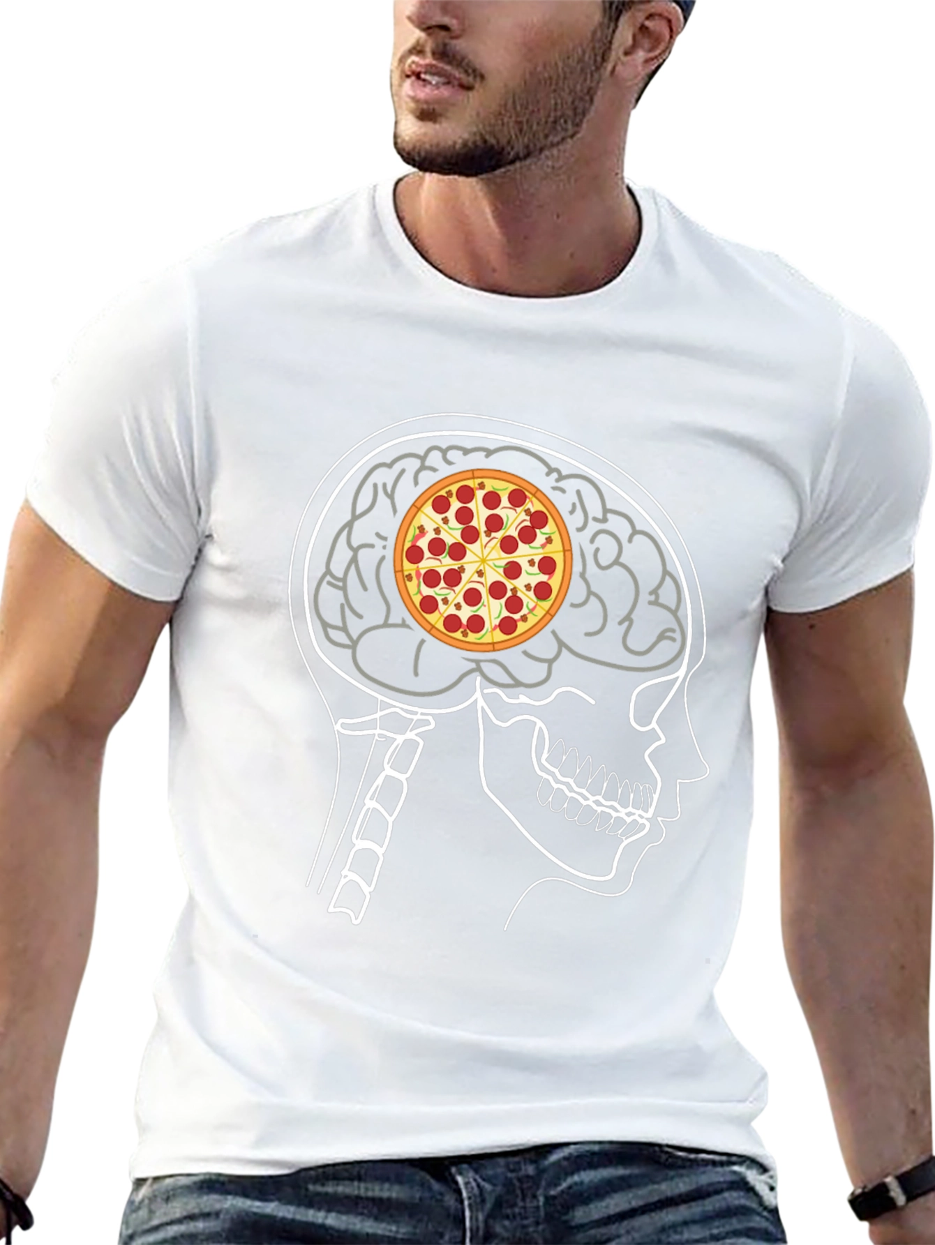 Pizza Brain T-Shirt: Foodie Mind Black Tee