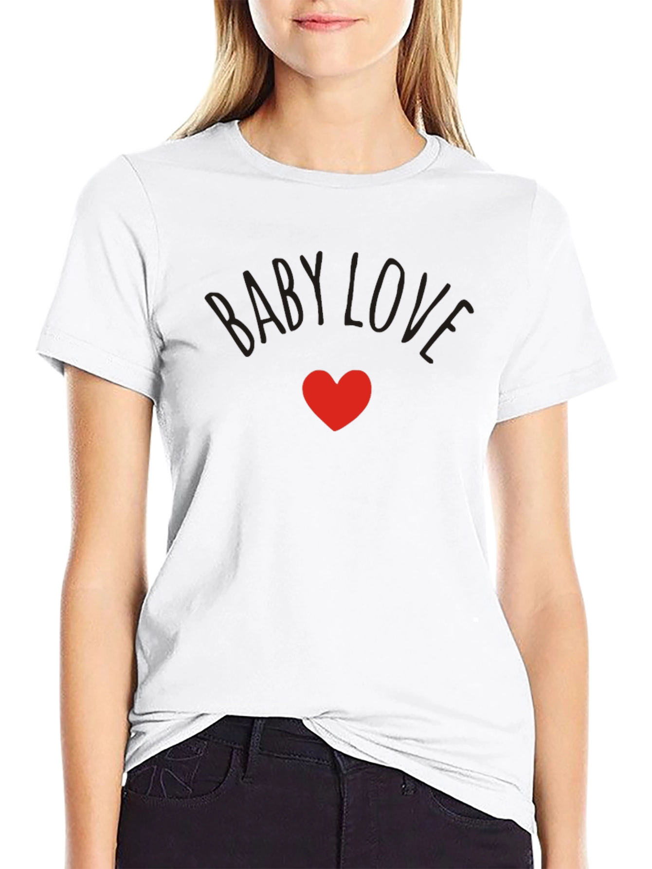 Baby Love Heart Graphic Tee - Trendy Casual