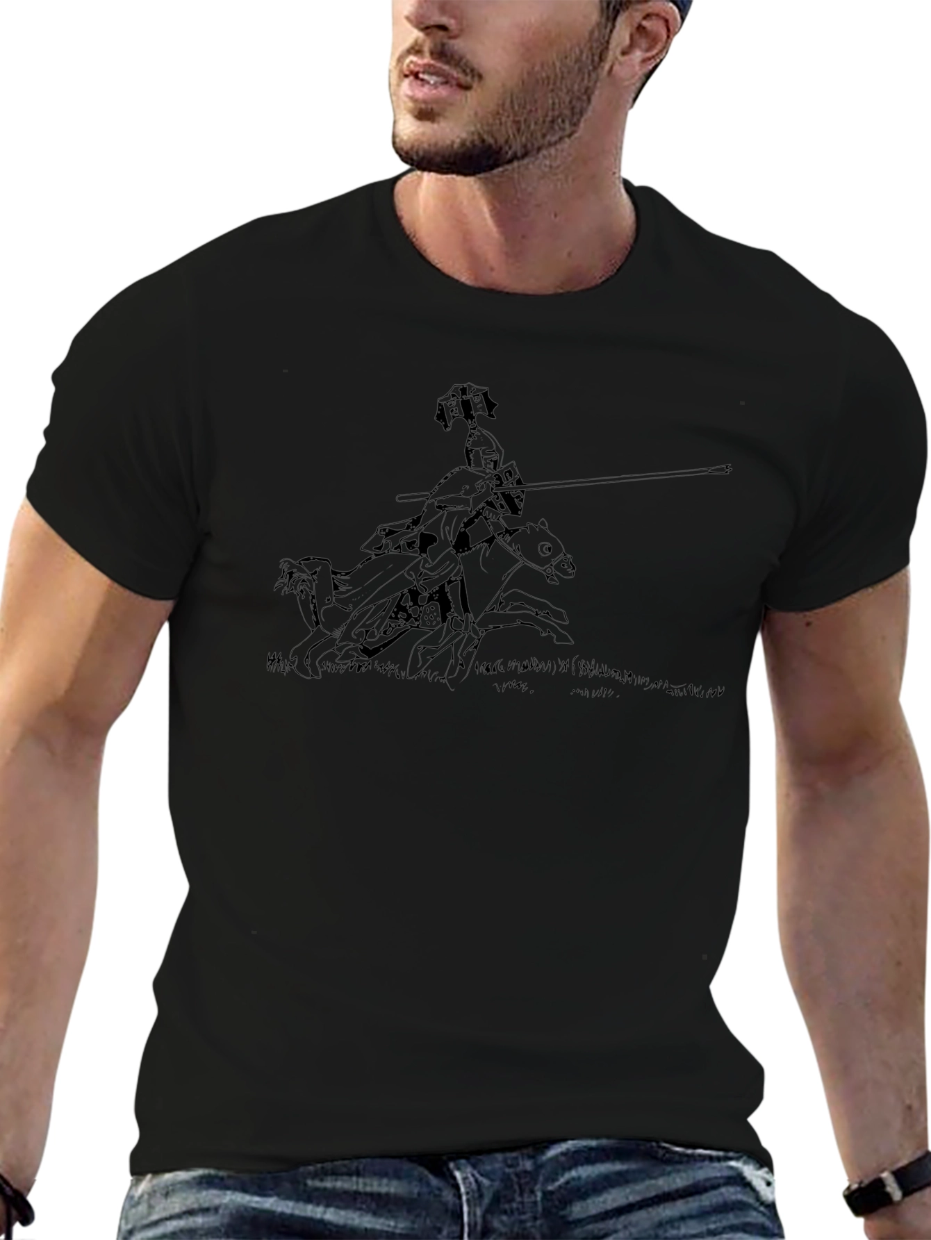 Knight On Horseback Black T-Shirt