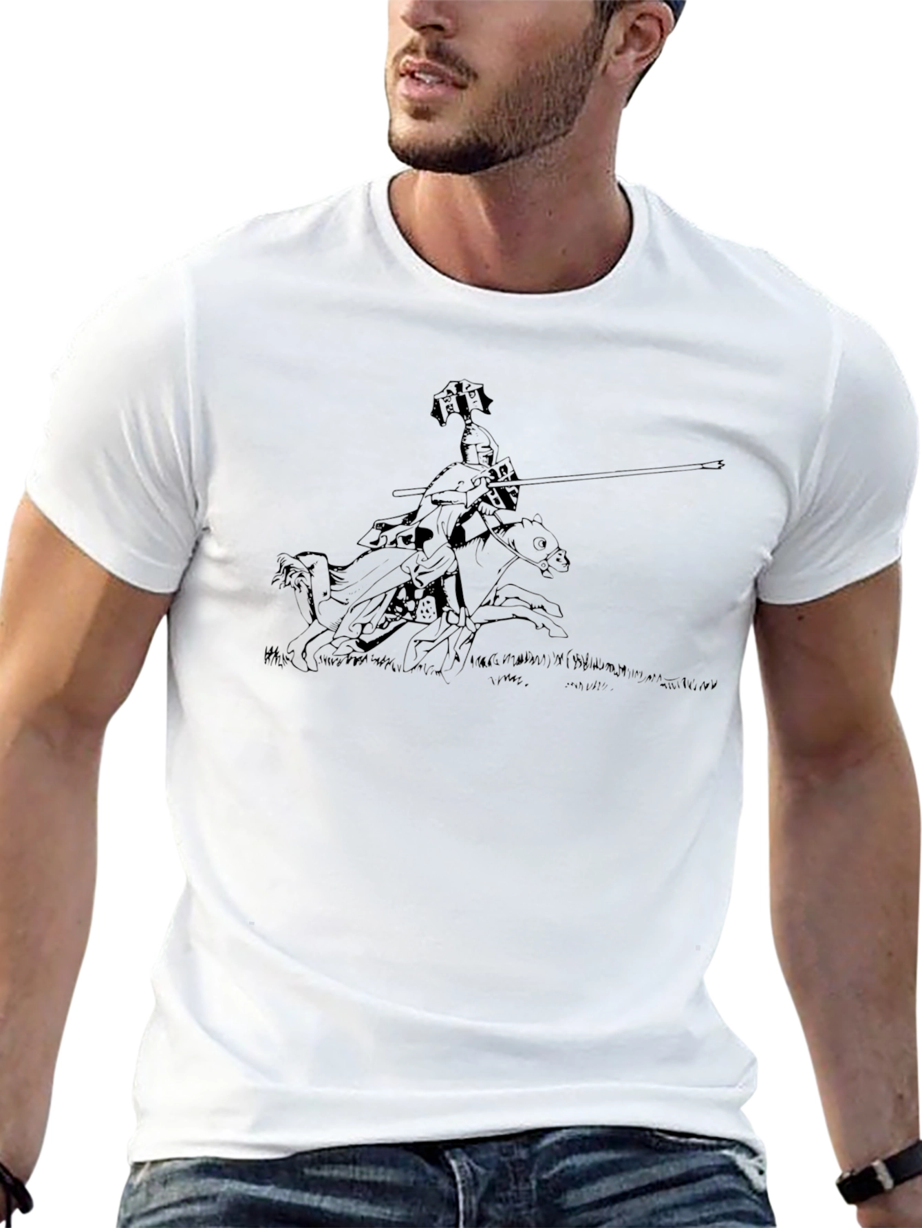 Knight On Horseback Black T-Shirt