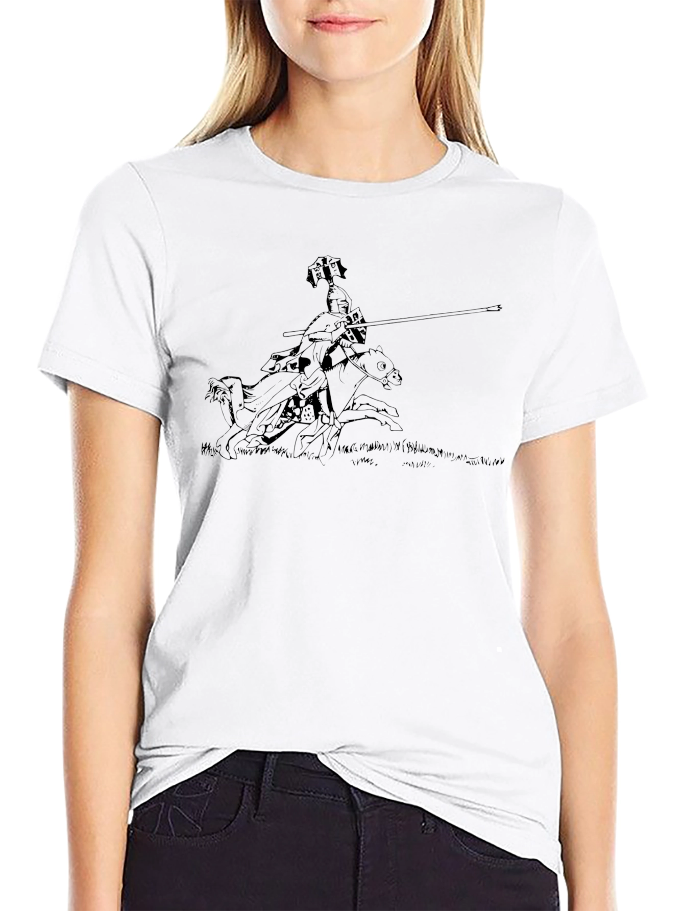 Knight On Horseback Black T-Shirt
