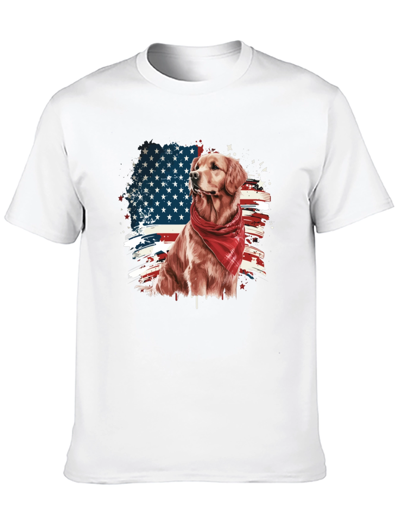 Golden Retriever American Flag Graphic Tee