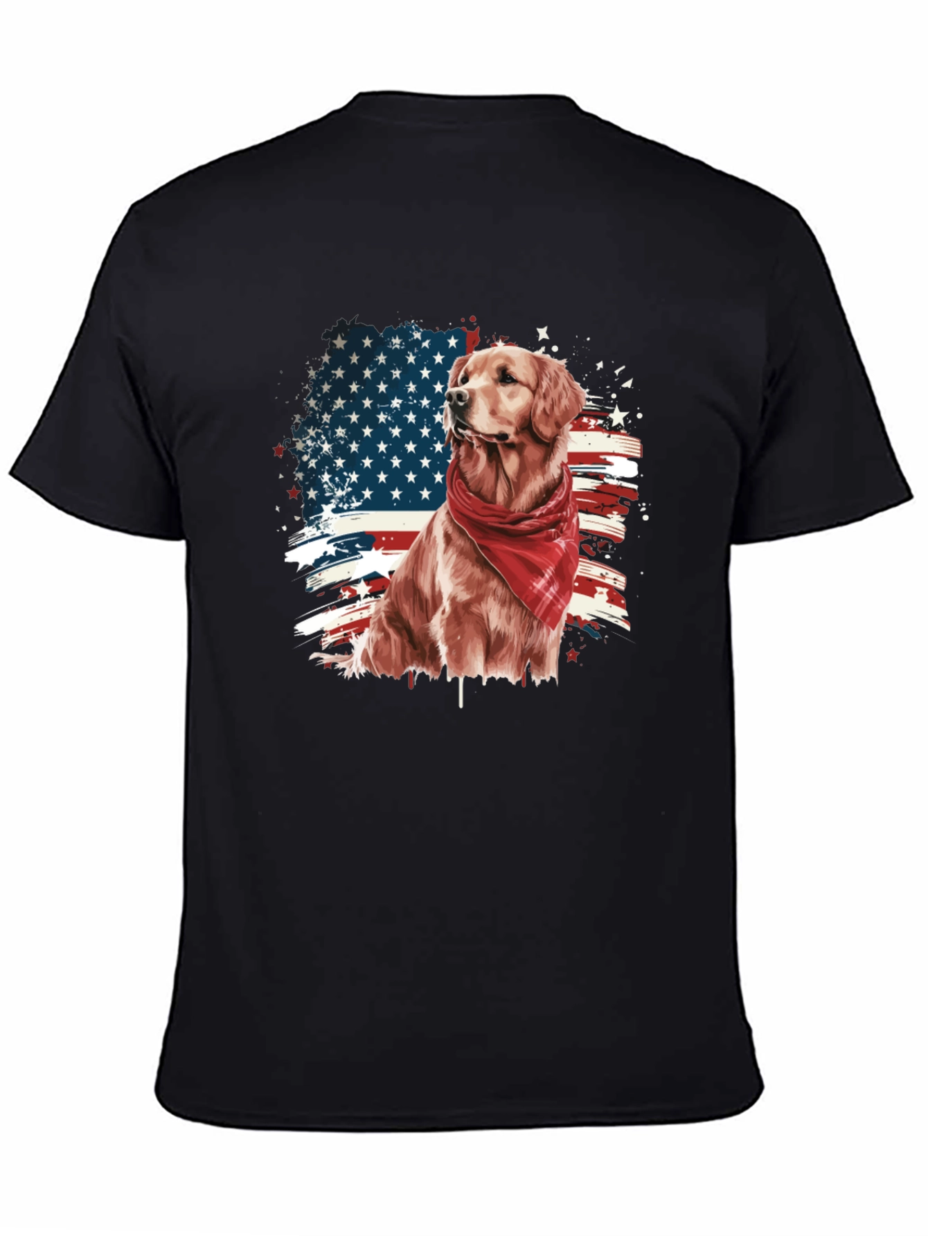 Golden Retriever American Flag Graphic Tee