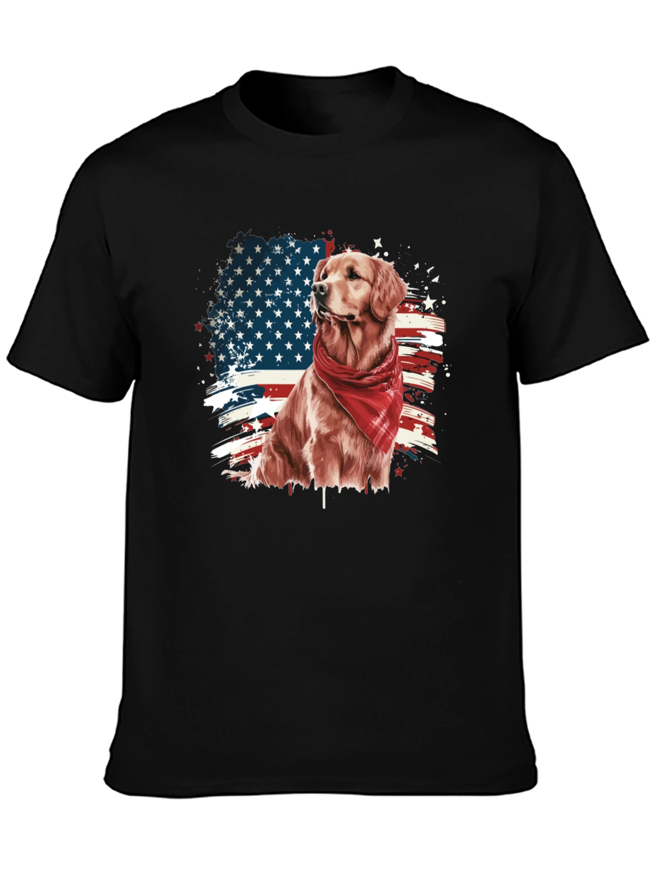 Golden Retriever American Flag Graphic Tee