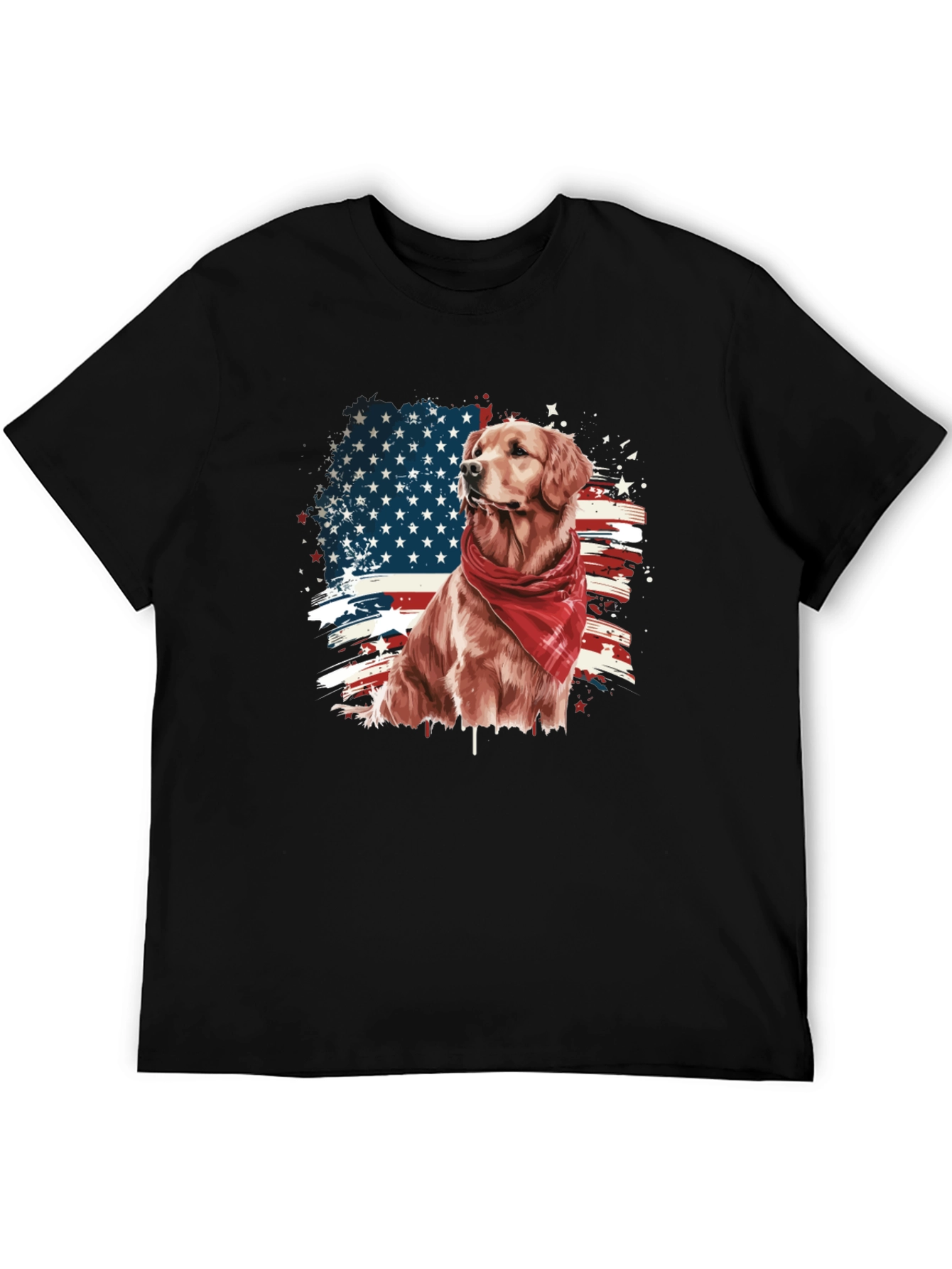 Golden Retriever American Flag Graphic Tee