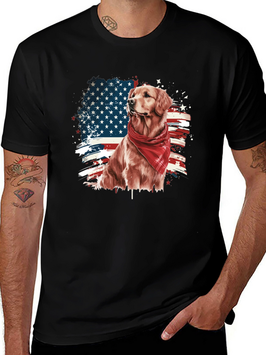 Golden Retriever American Flag Graphic Tee