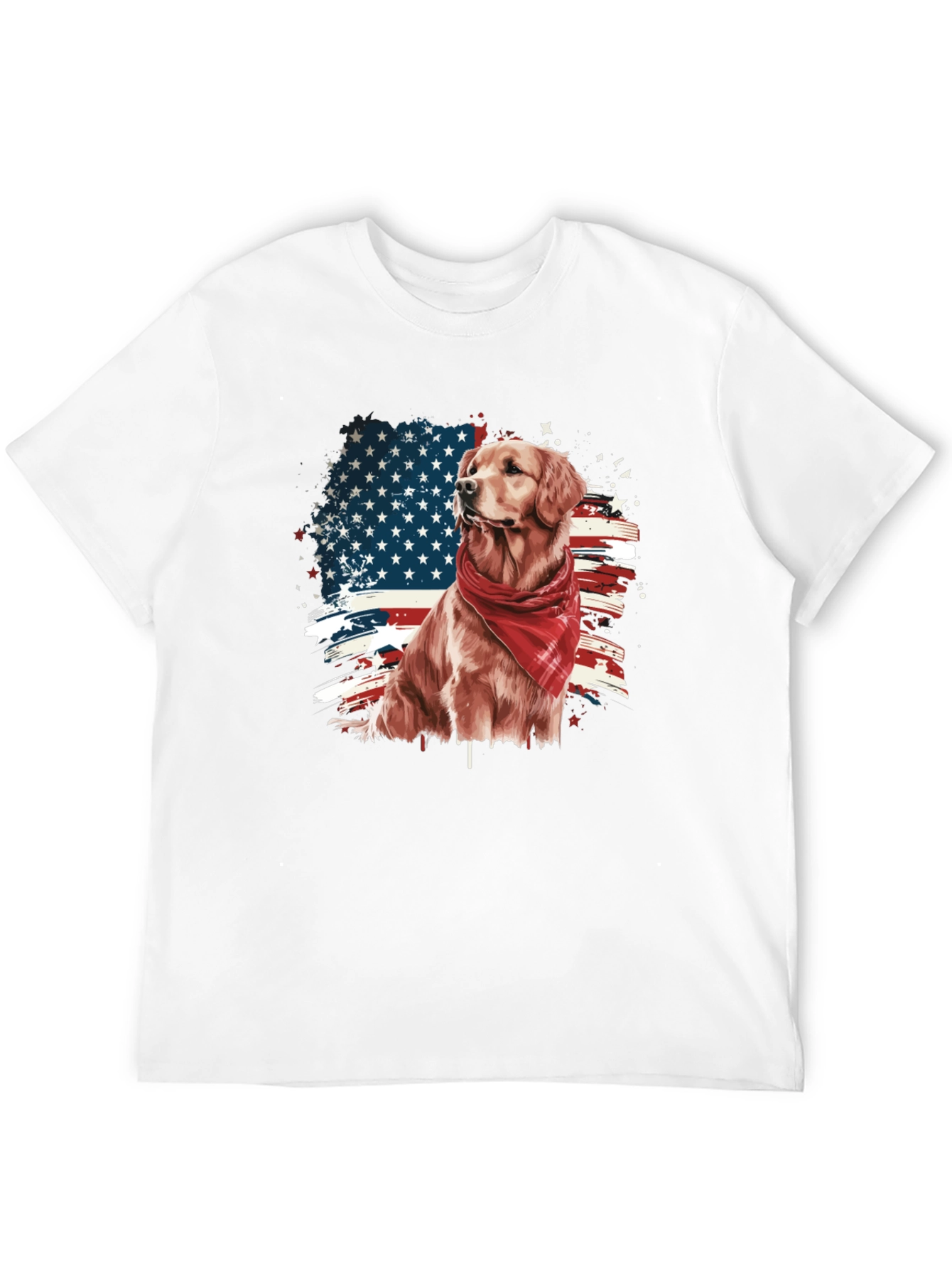 Golden Retriever American Flag Graphic Tee