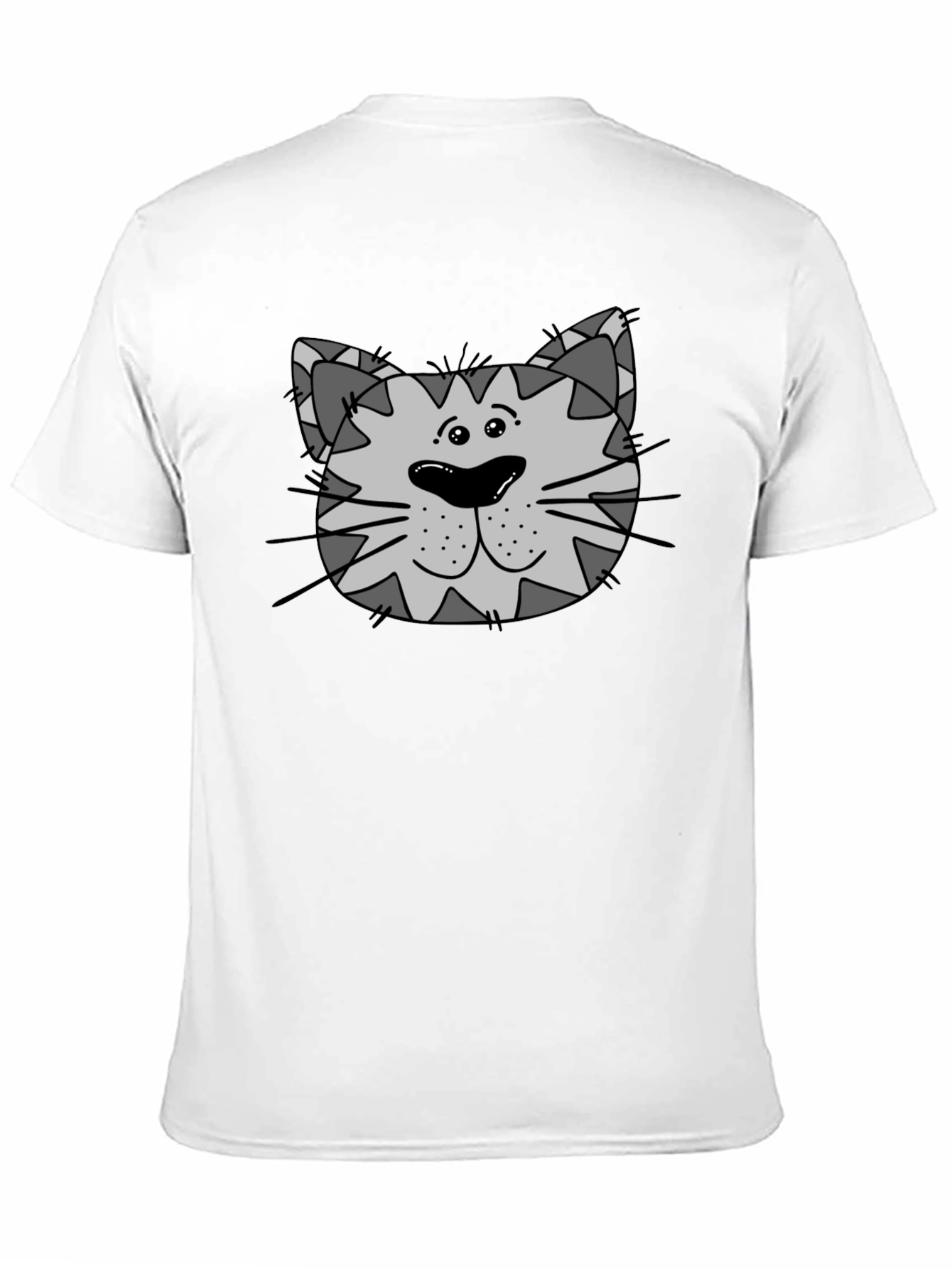 Cartoon Cat Face Graphic Tee - Black Unisex T-Shirt