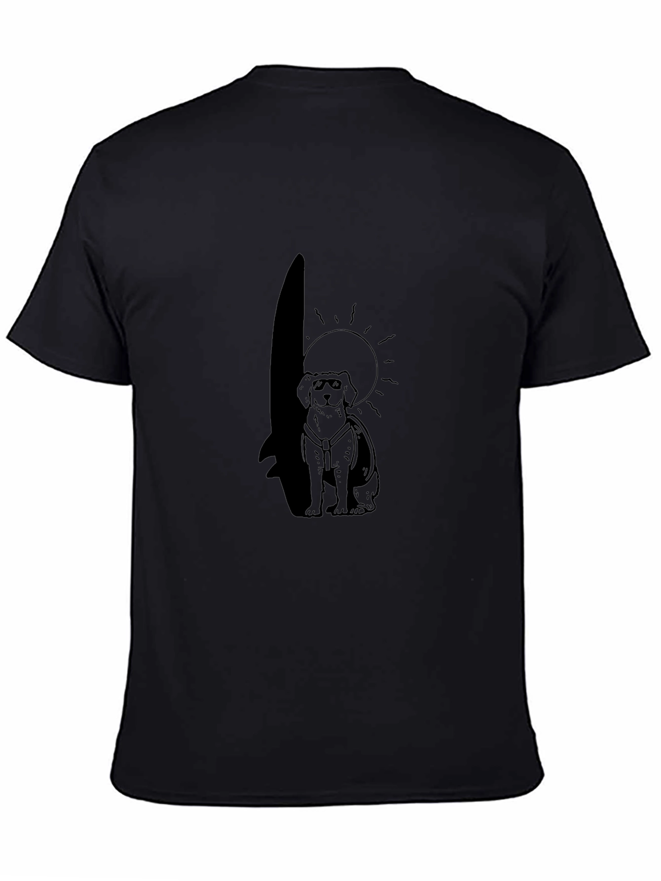 Cool Dog Surfer Black T-Shirt