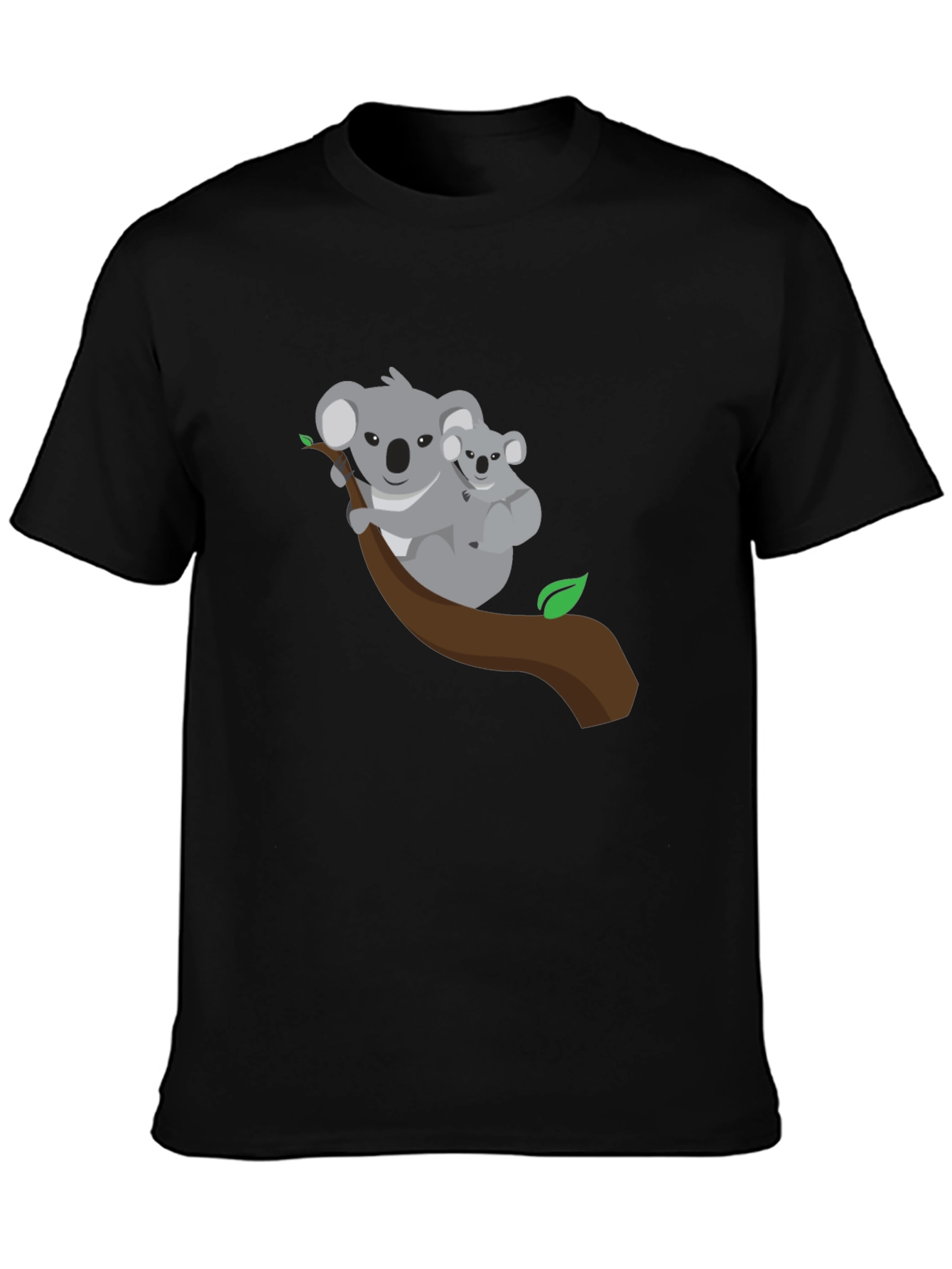 Koala Bear Graphic Tee - Black Cotton Shirt